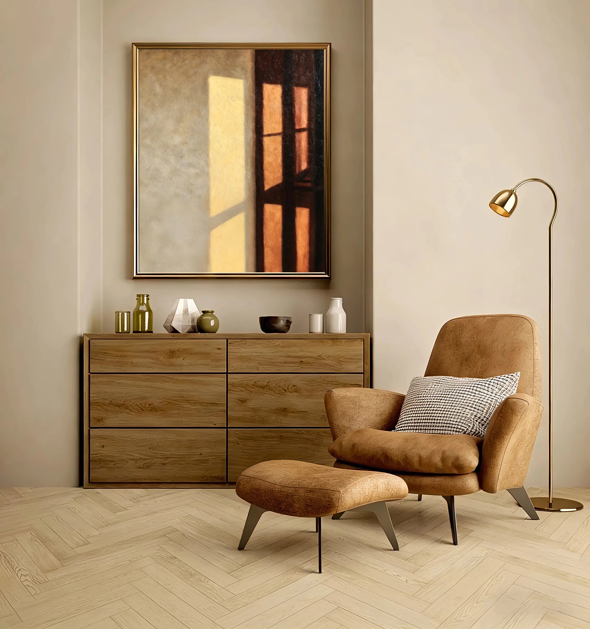 Warm Neutral Tone Minimalist Wall Art #MZ214