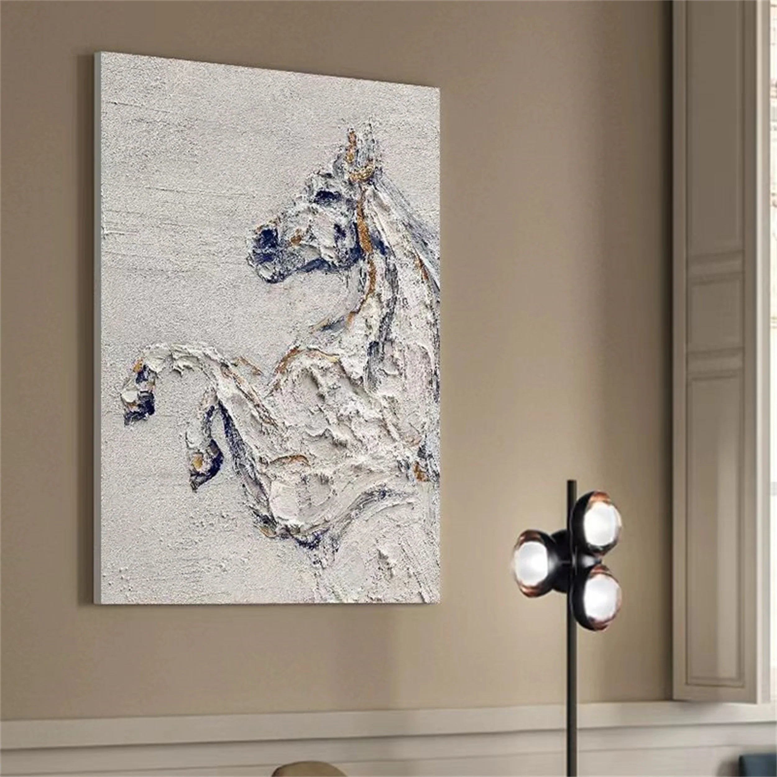 Beige Horse Abstract Animal Wall Art #AM041