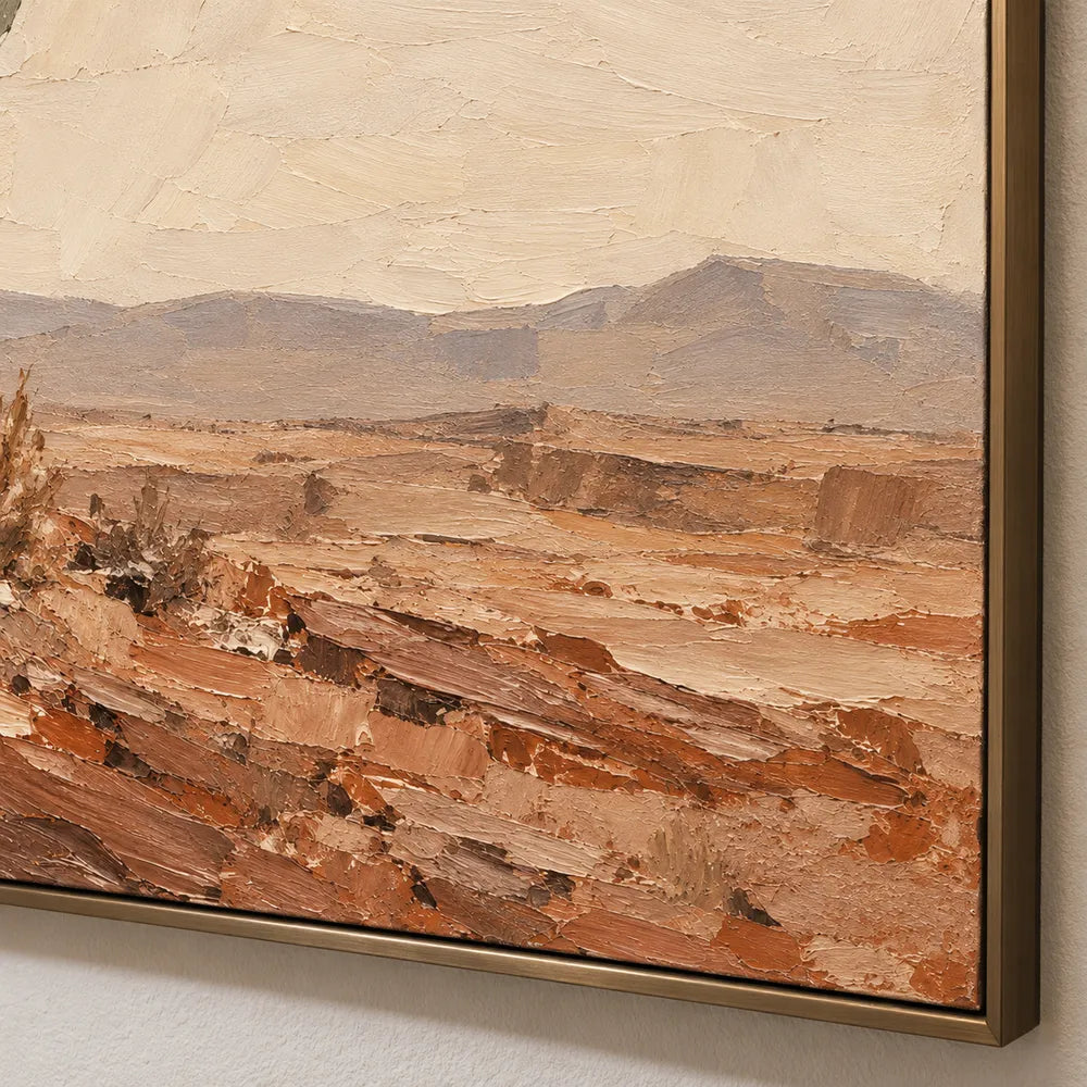 Sand Rust Hand-Painted Cactus Painting, Open Desert View #URZL2TCE