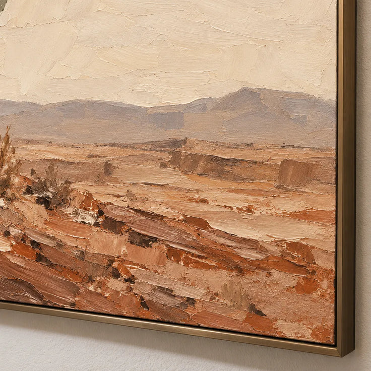 Sand Rust Hand-Painted Cactus Painting, Open Desert View #URZL2TCE