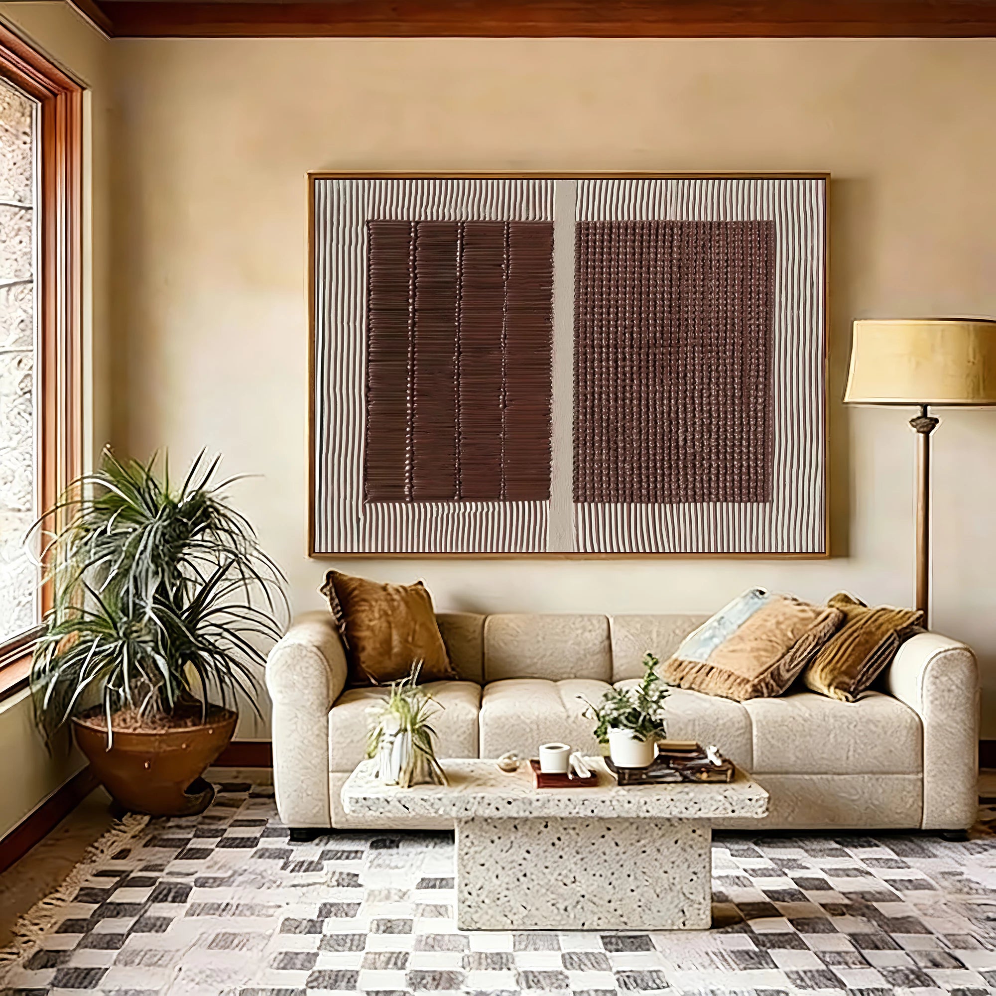 Taupe & Beige Textured Abstract Oil Painting #MD122