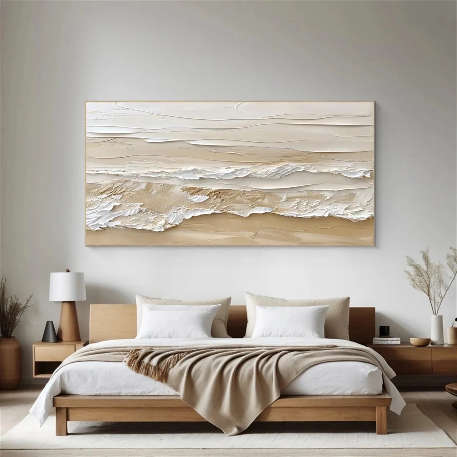 Beige and Brown Sea & Sky Abstract_Textured_Wall Art #SK141