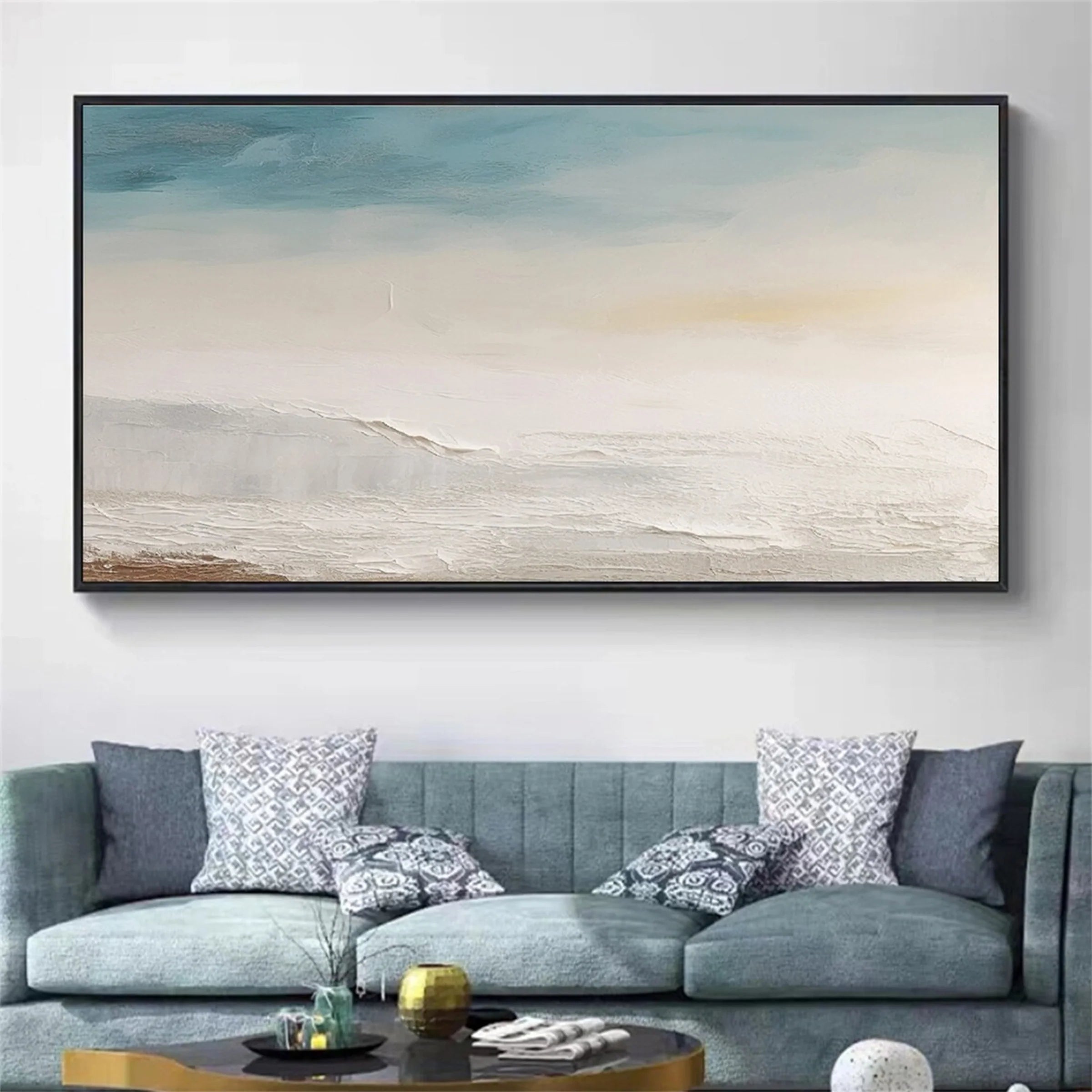 Minimalist Coastal Landscape Oil Painting #FJ206