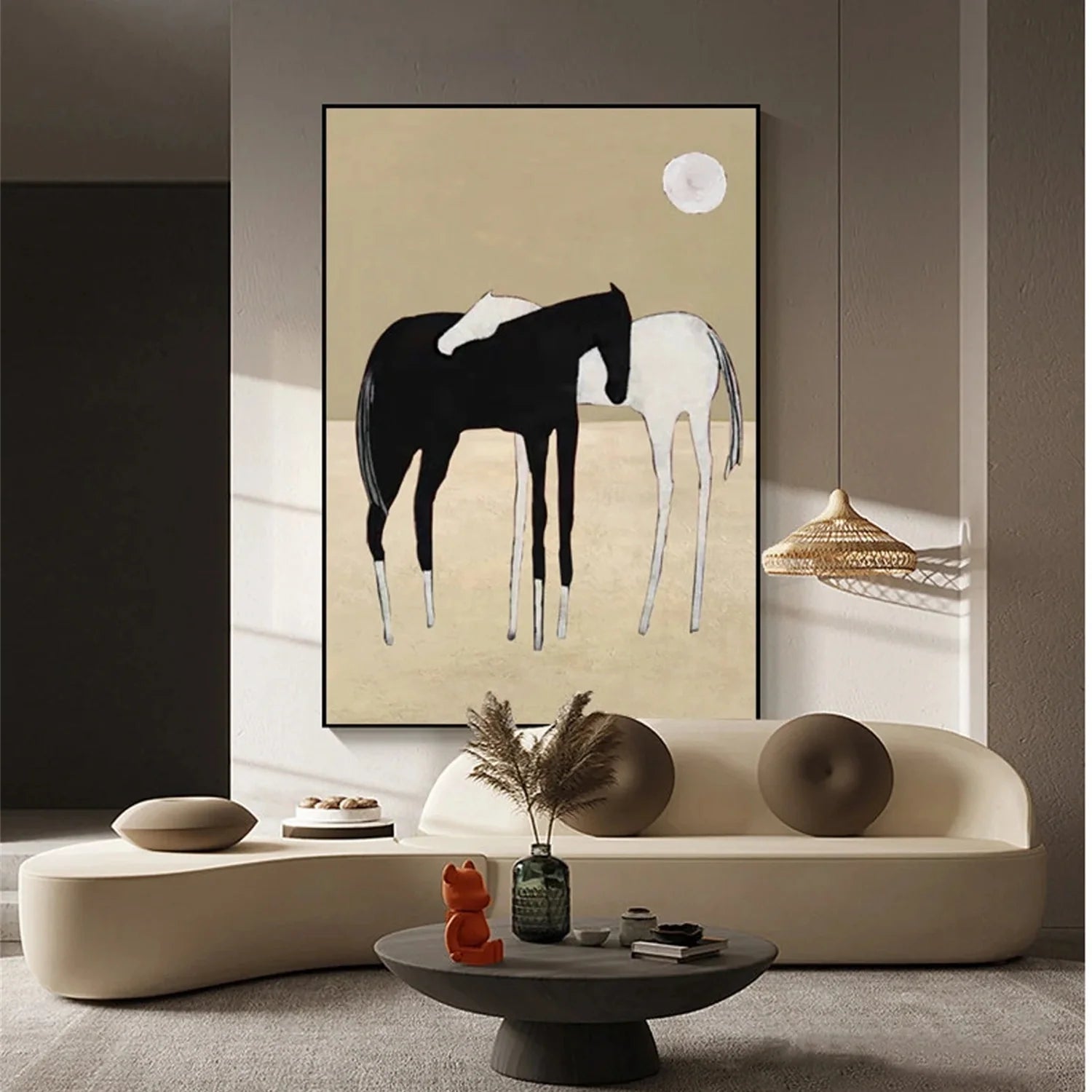 Black and White Horse Abstract Animal Wall Art #AM073