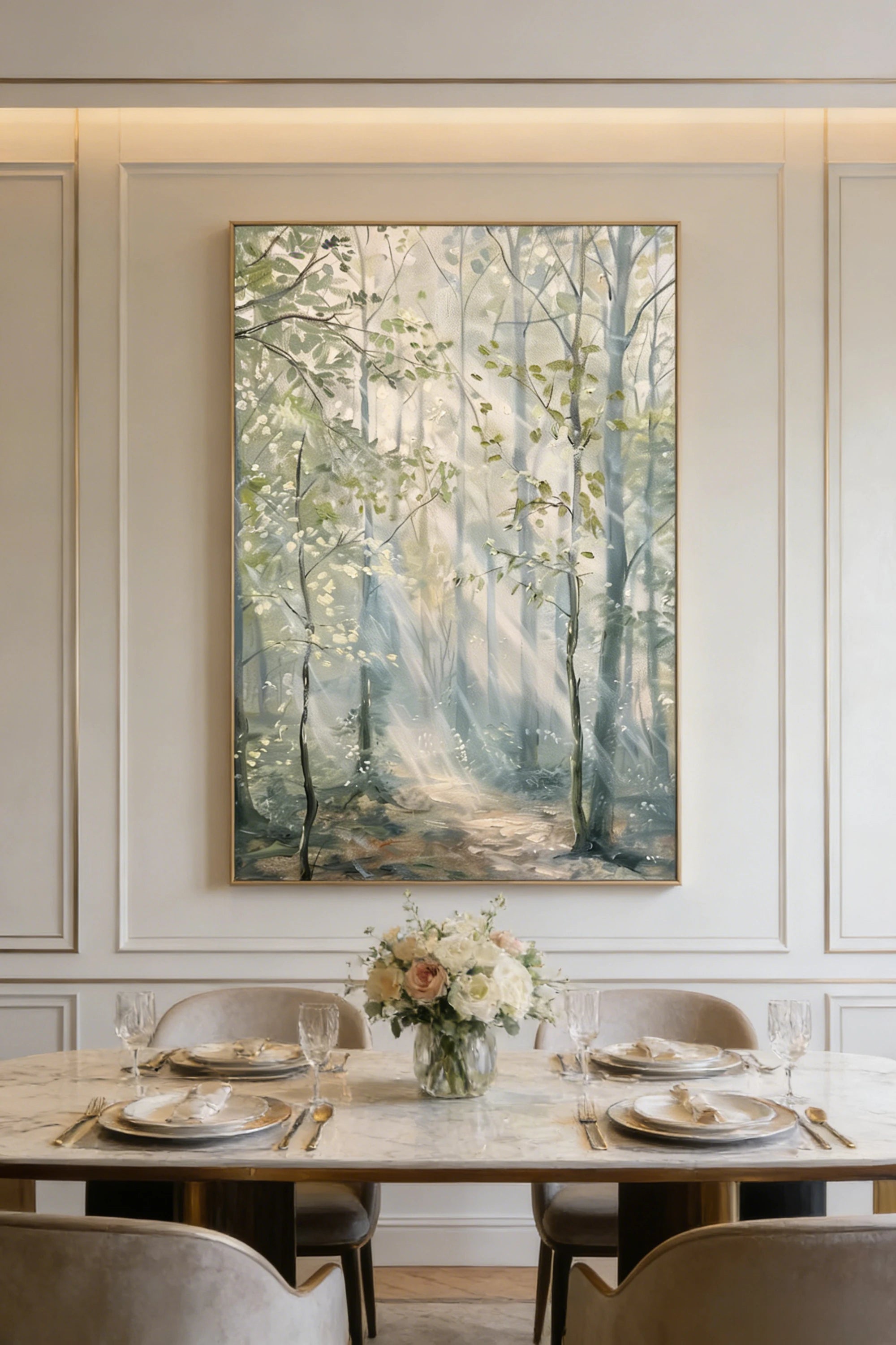 Sunlit Forest Path Hand-Painted Oil Painting #FJ669
