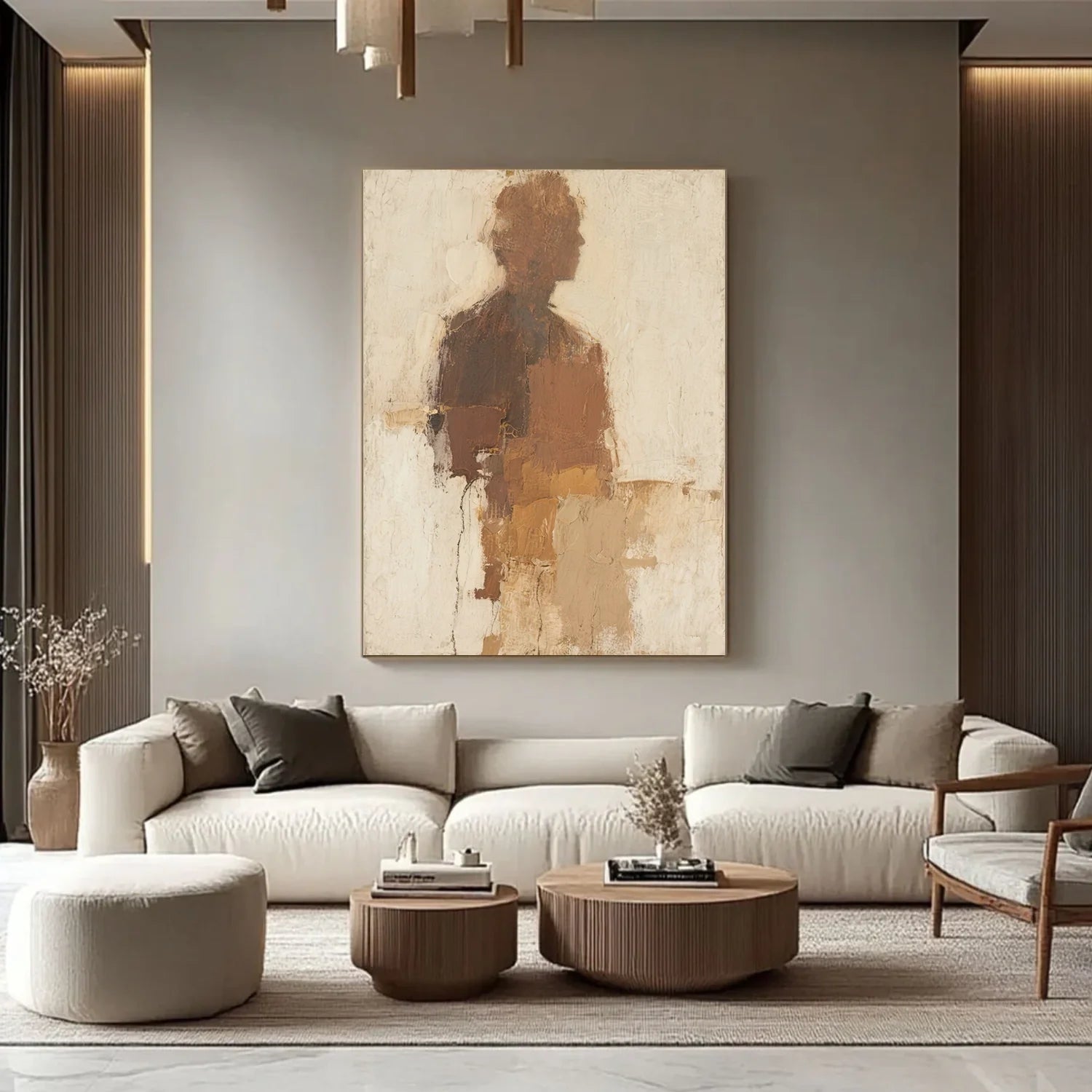 Beige and Brown Abstract_Canvas Art #WA762