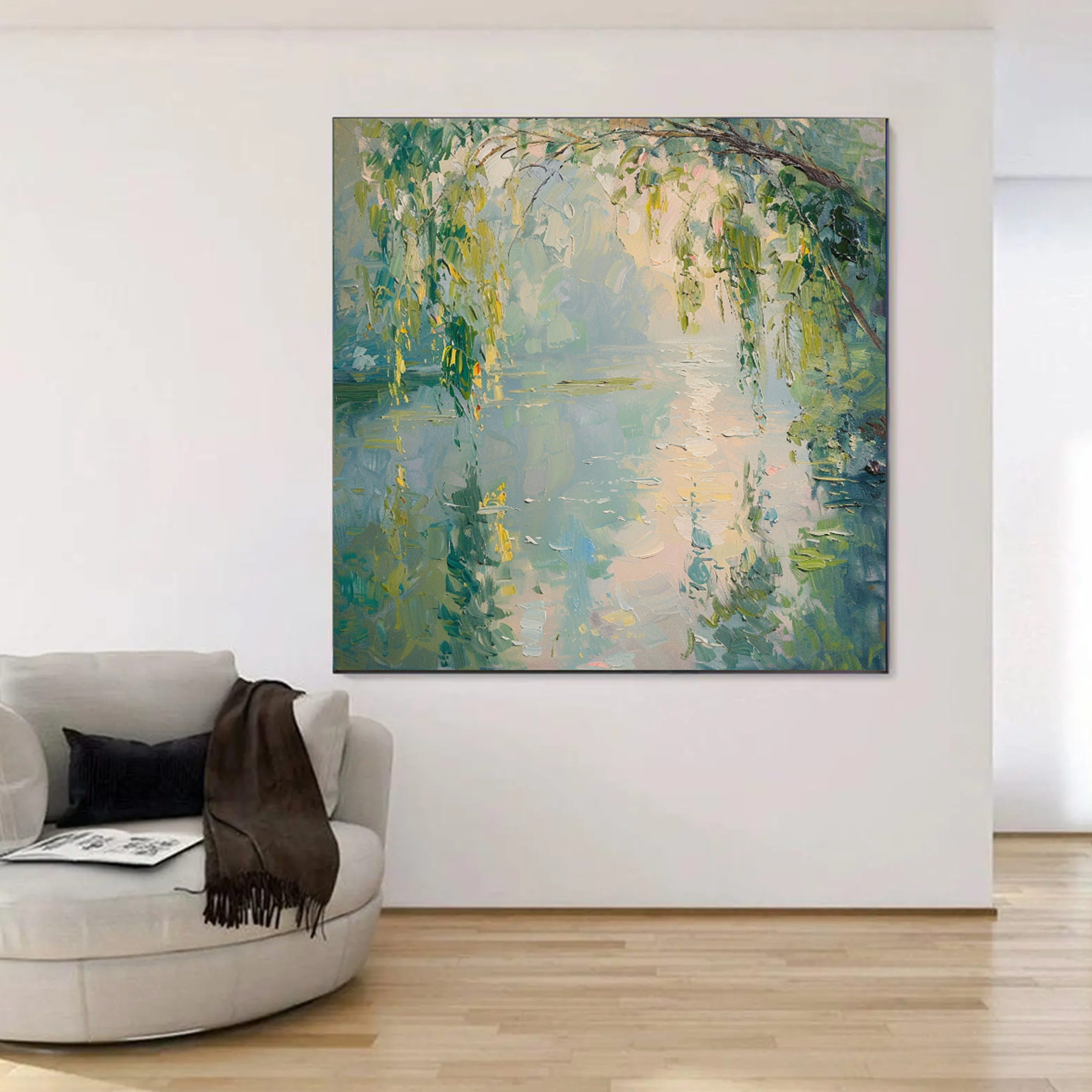 Hand Painted Landscape Wall Art for Modern Living Room #FT341