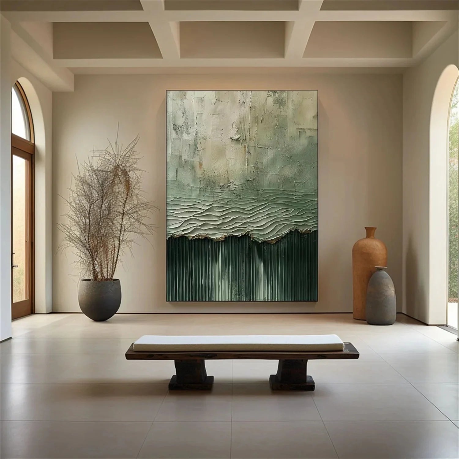 Green Minimalist Textured_Canvas Art #MD272