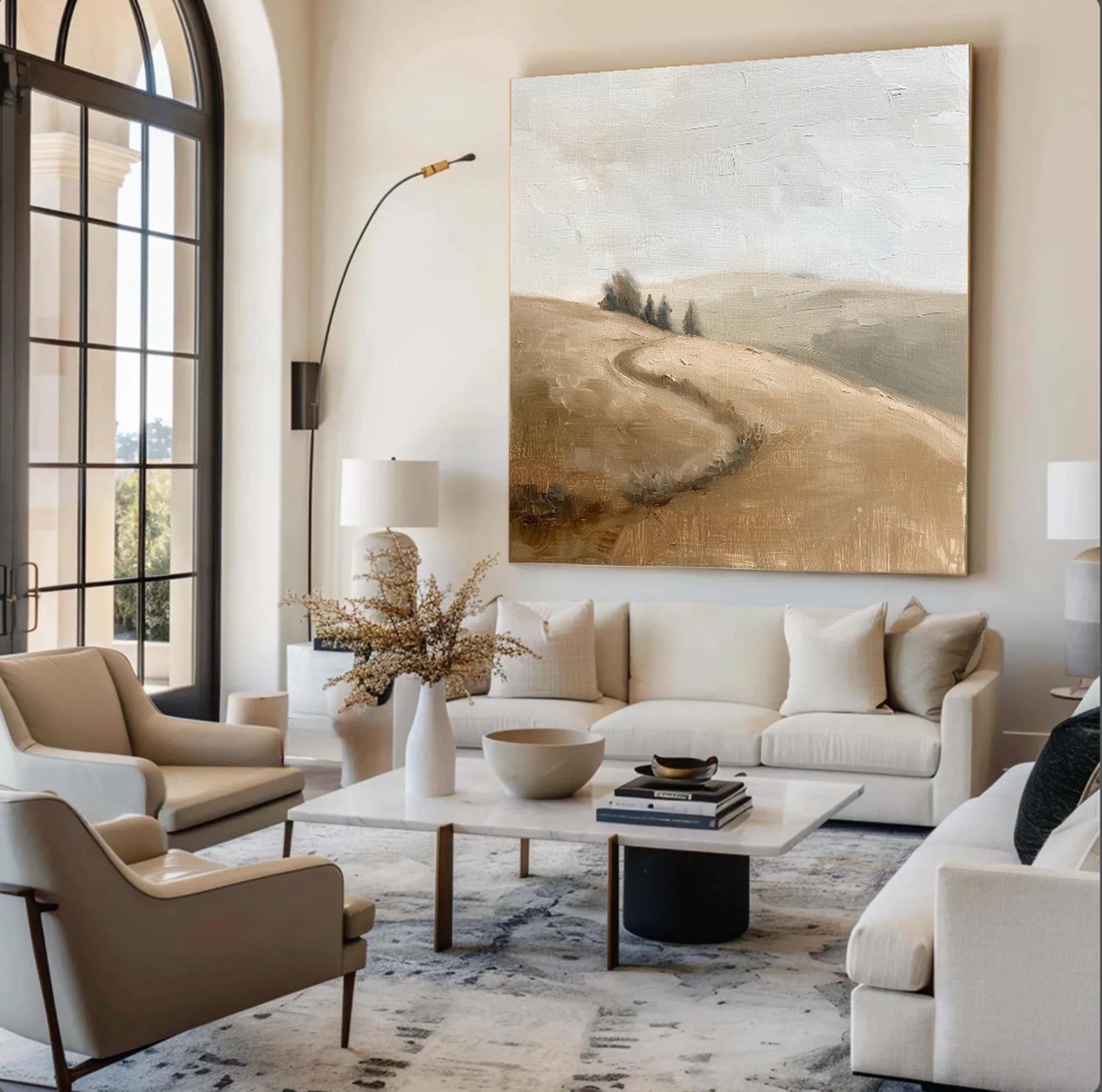 Original Neutral Landscape Oil Painting, Hand-painted #FT525