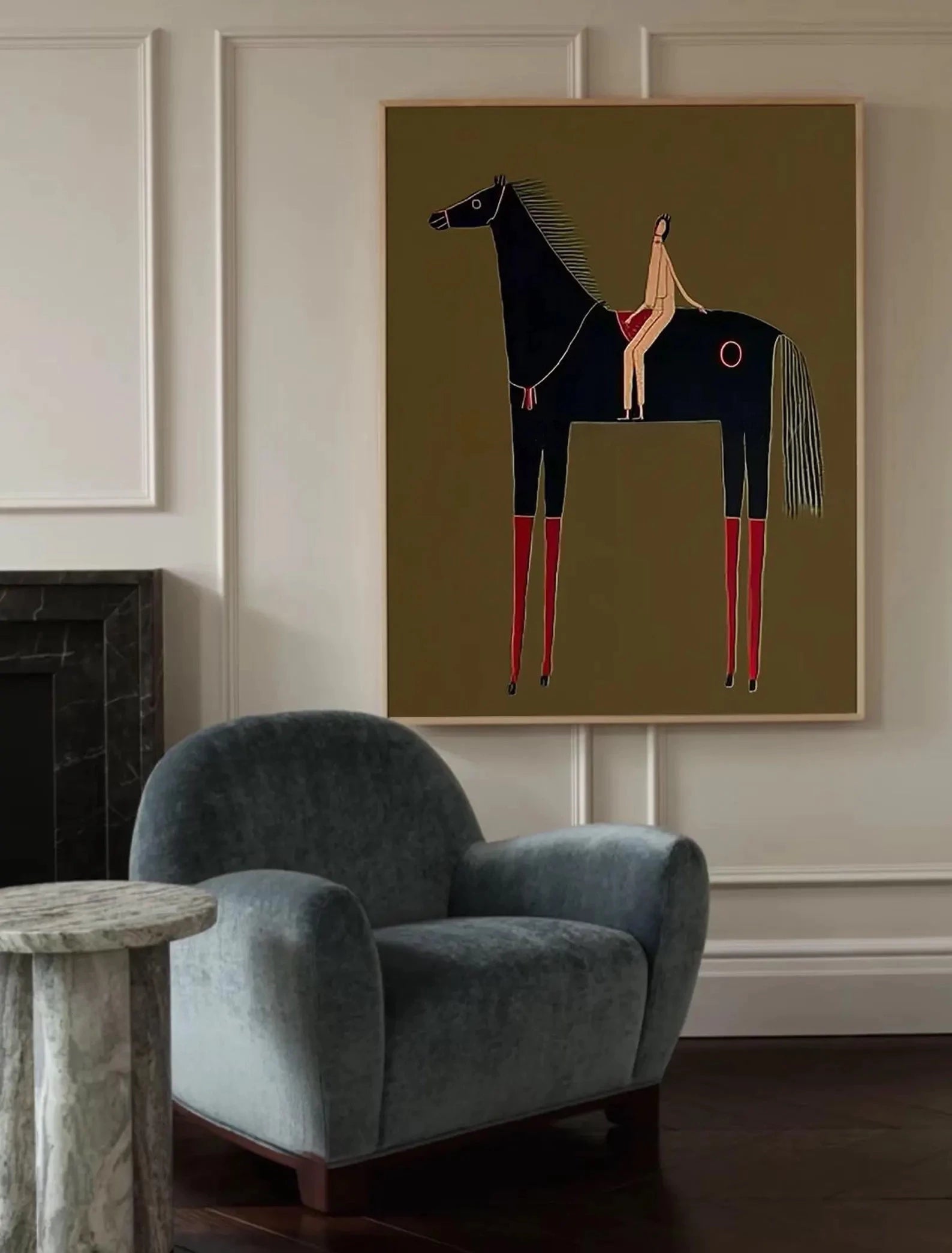 Minimalist Horse & Rider Art #CB5