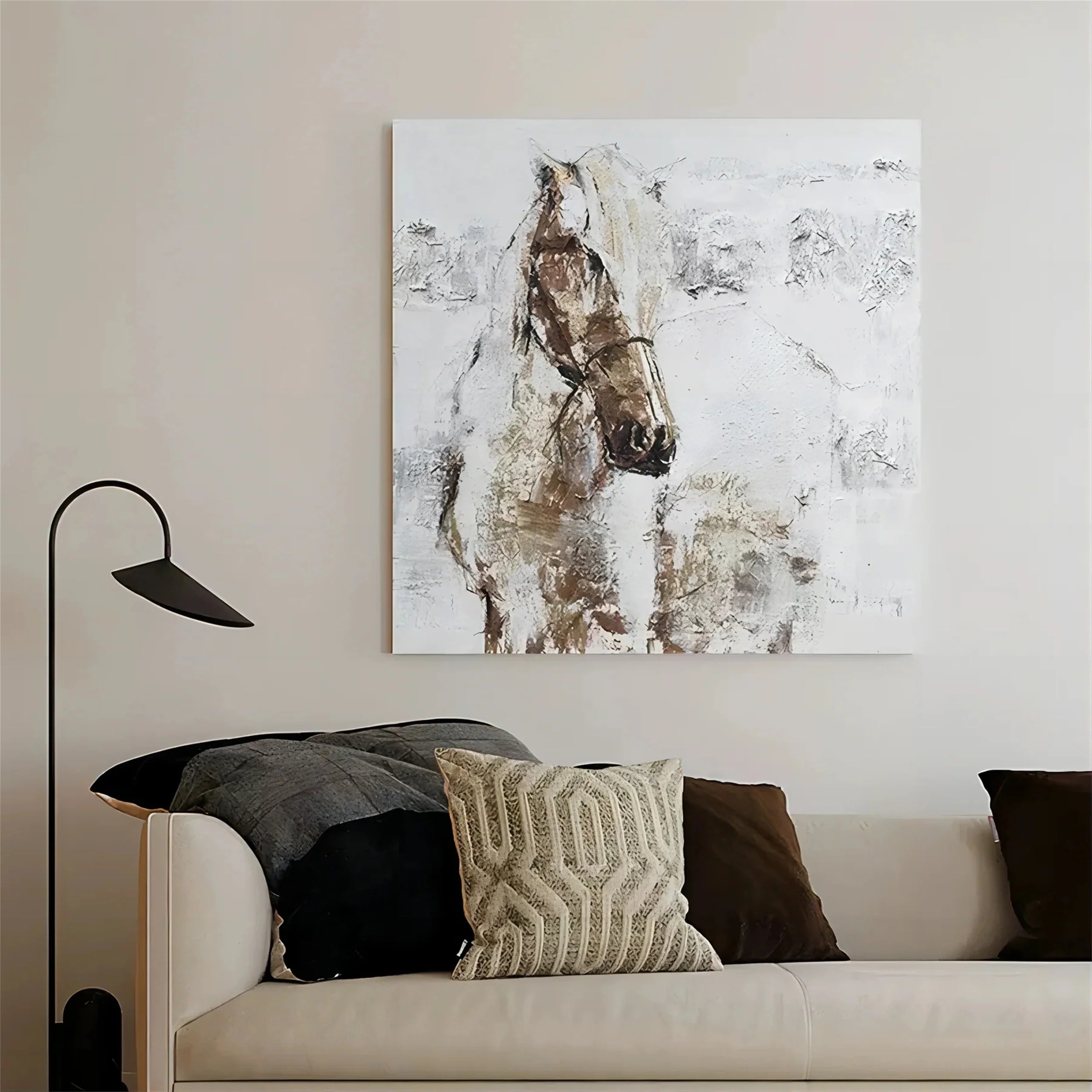 White Horse Abstract Animal Wall Art #AM049