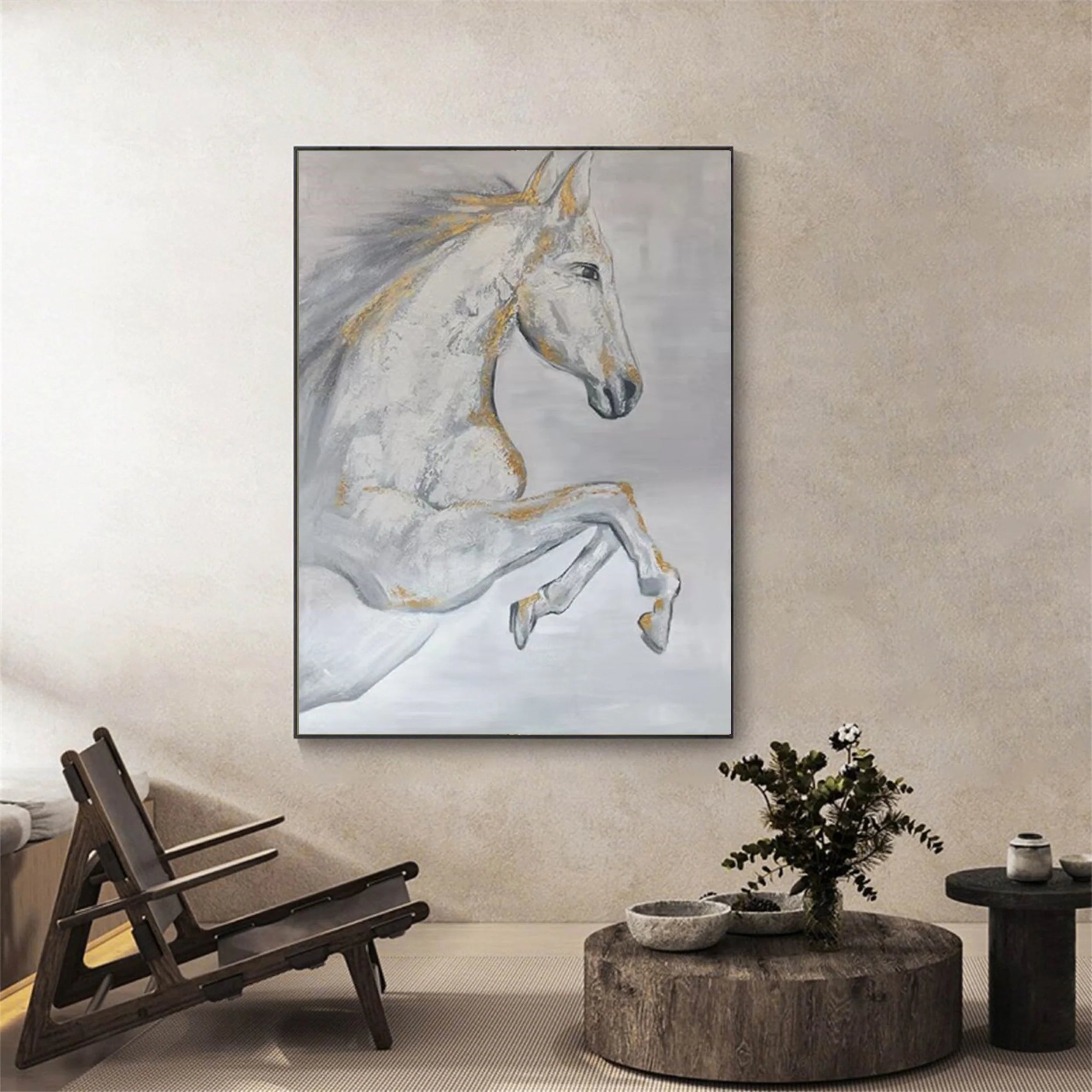 White Horse Abstract Animal Wall Art #AM011