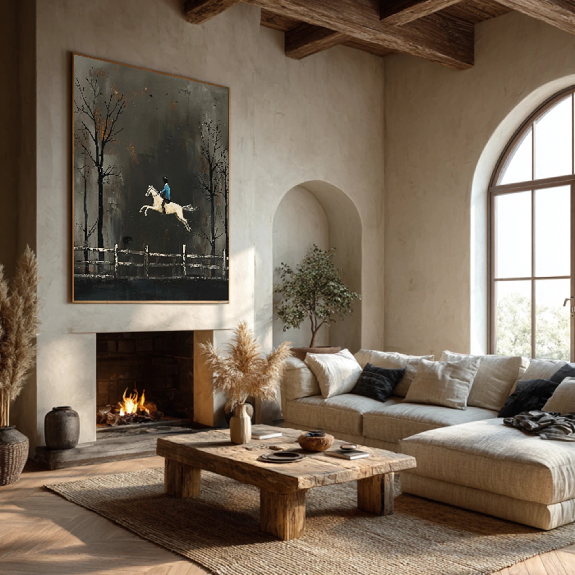 Abstract Equestrian Oil Painting #WA516