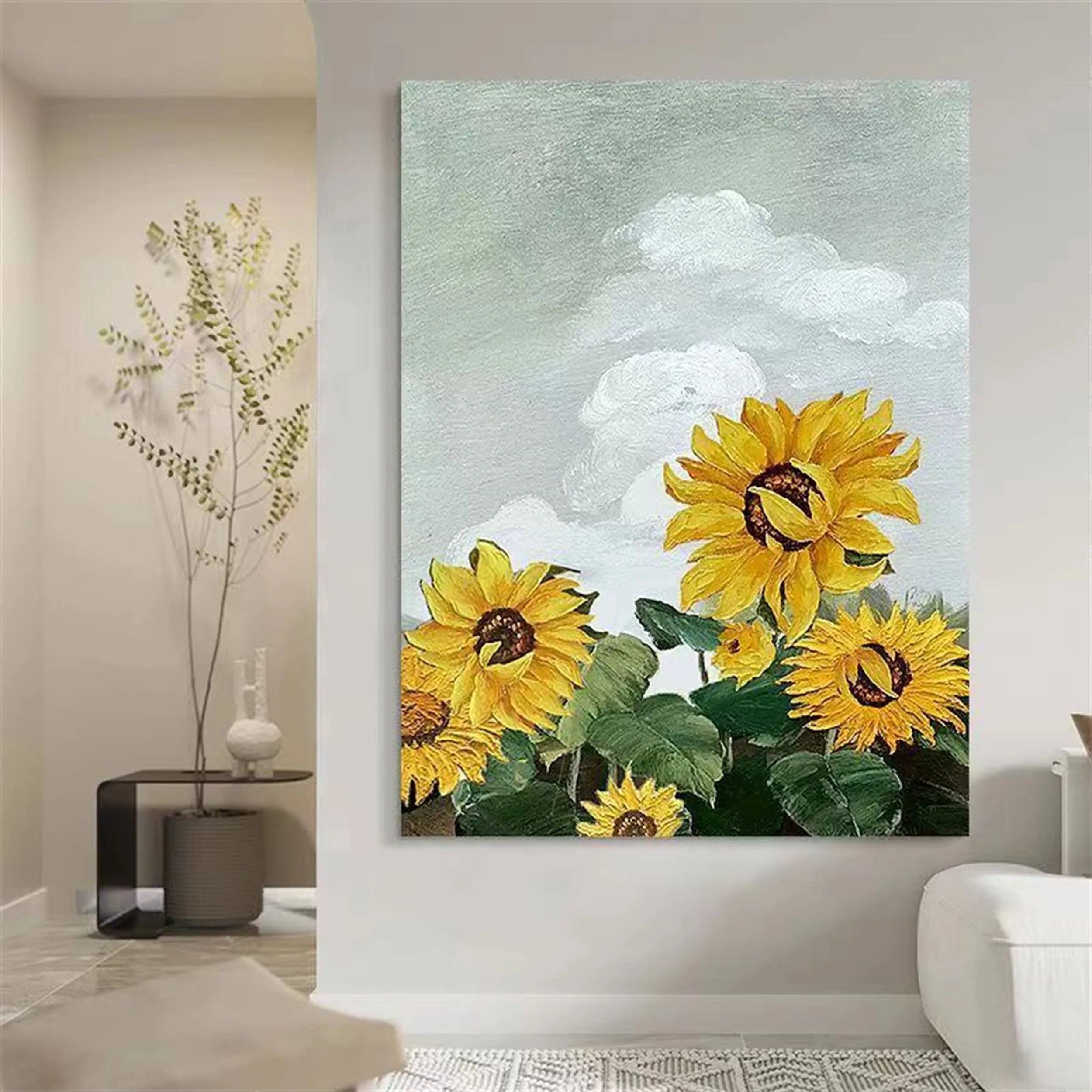 Colorful Flower & Tree Abstract Textured Wall Art #FT010