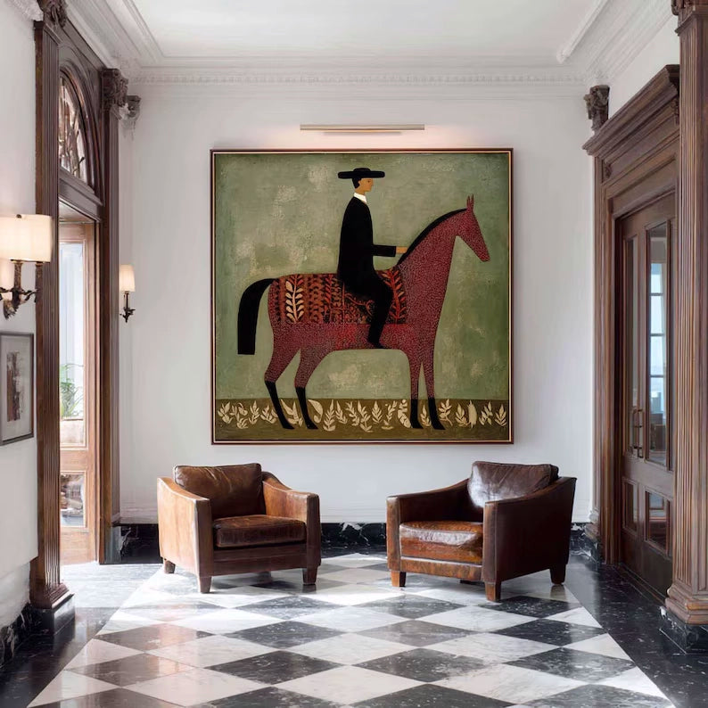 Vintage Boho Rider & Horse Art Print#MD227