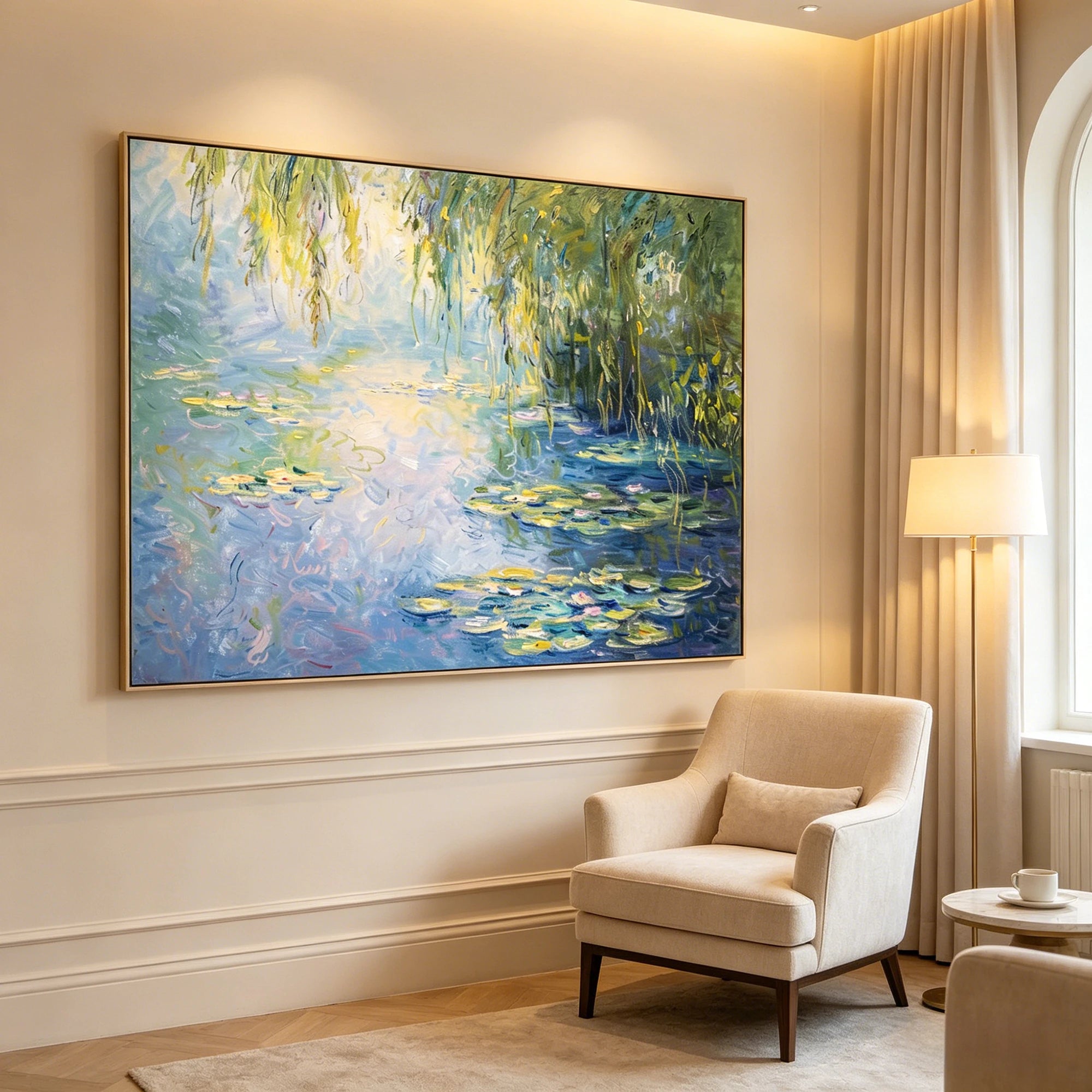 Water Lilies Oil Painting, Impressionist Canvas Art #FT577