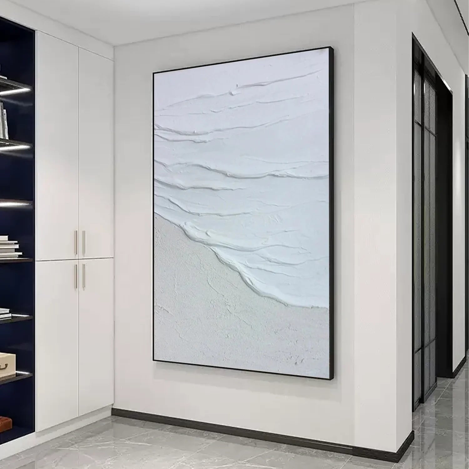 White Minimalist_Textured_Canvas Art #MD258