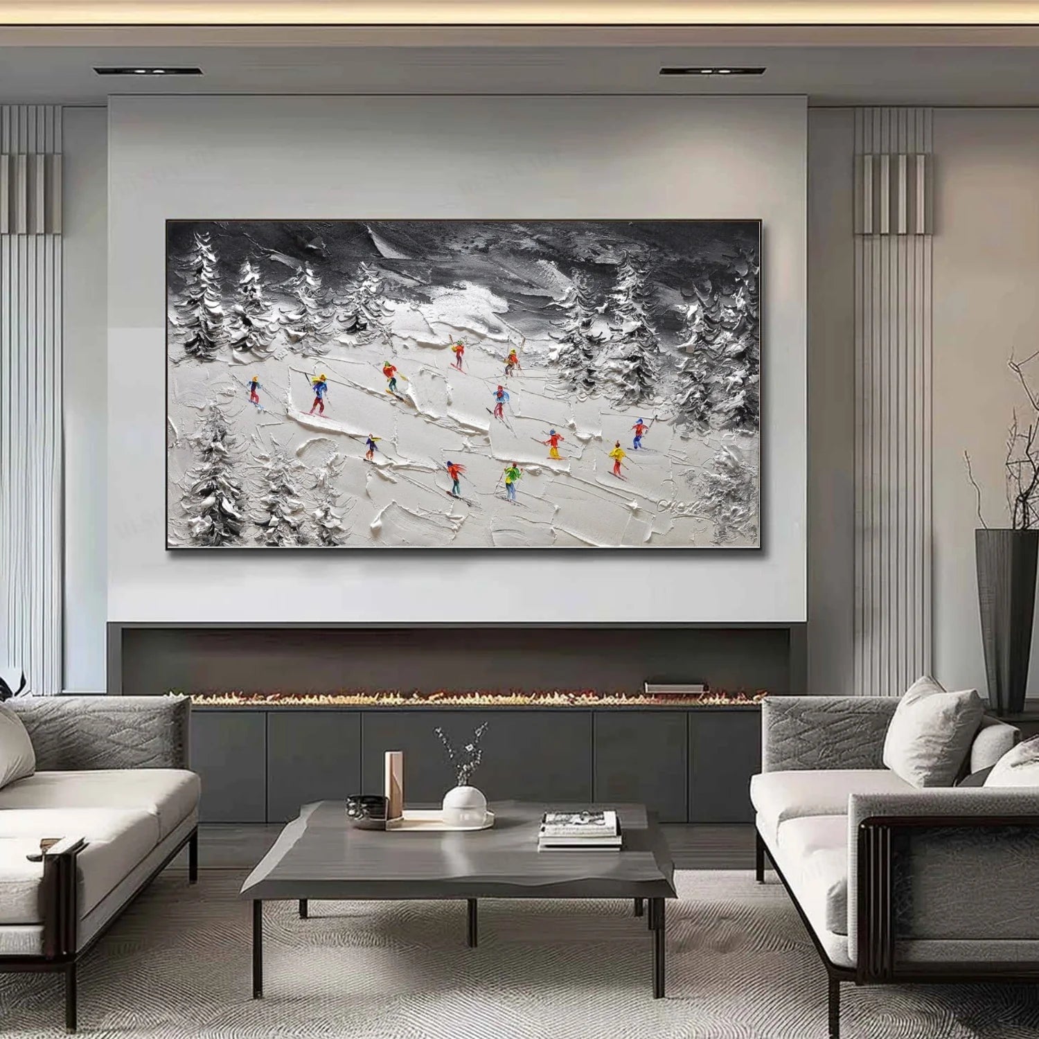 Skiing Sport_Textured Wall Art #AS049