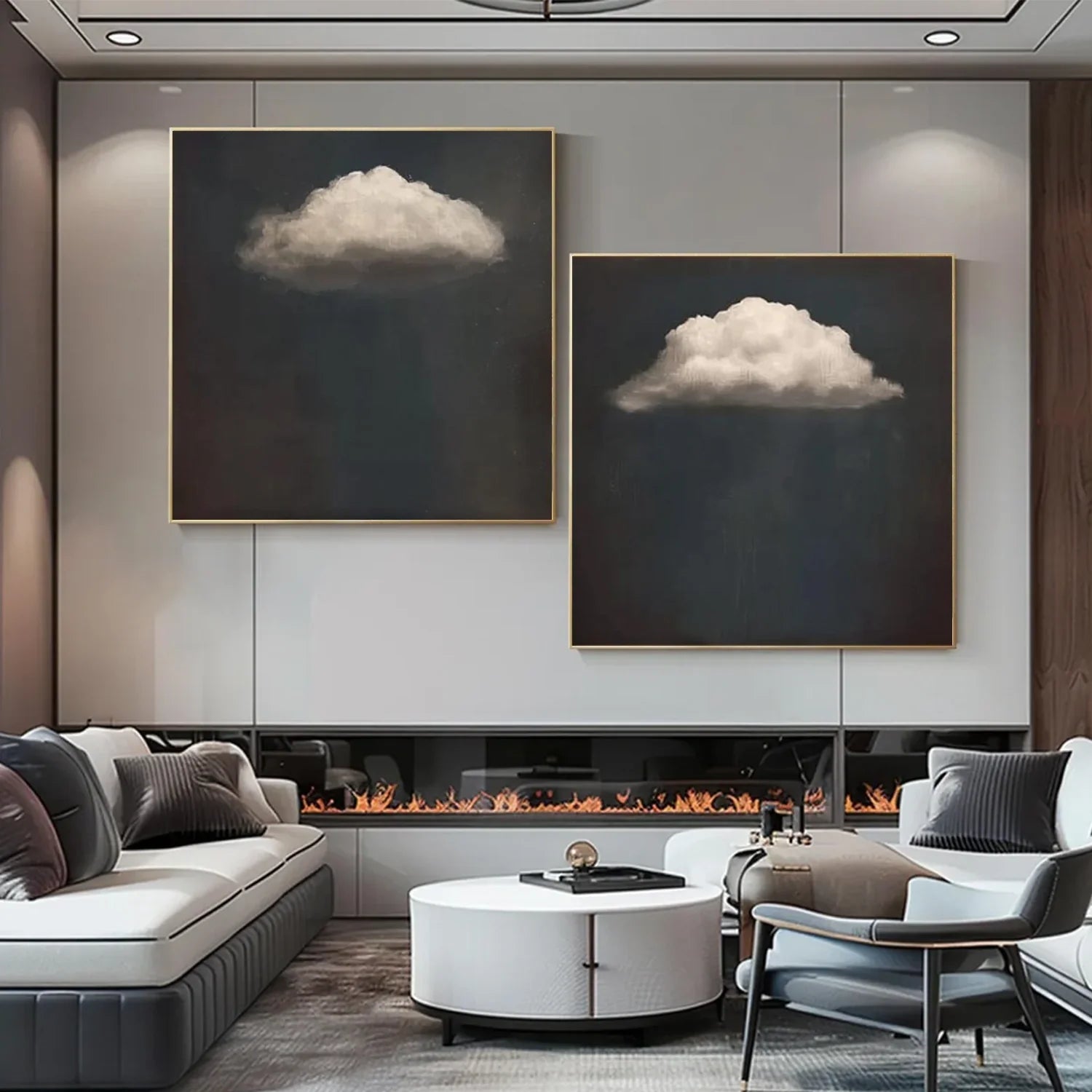 Black and White Minimalist Canvas Art Set of 2 #MZ119