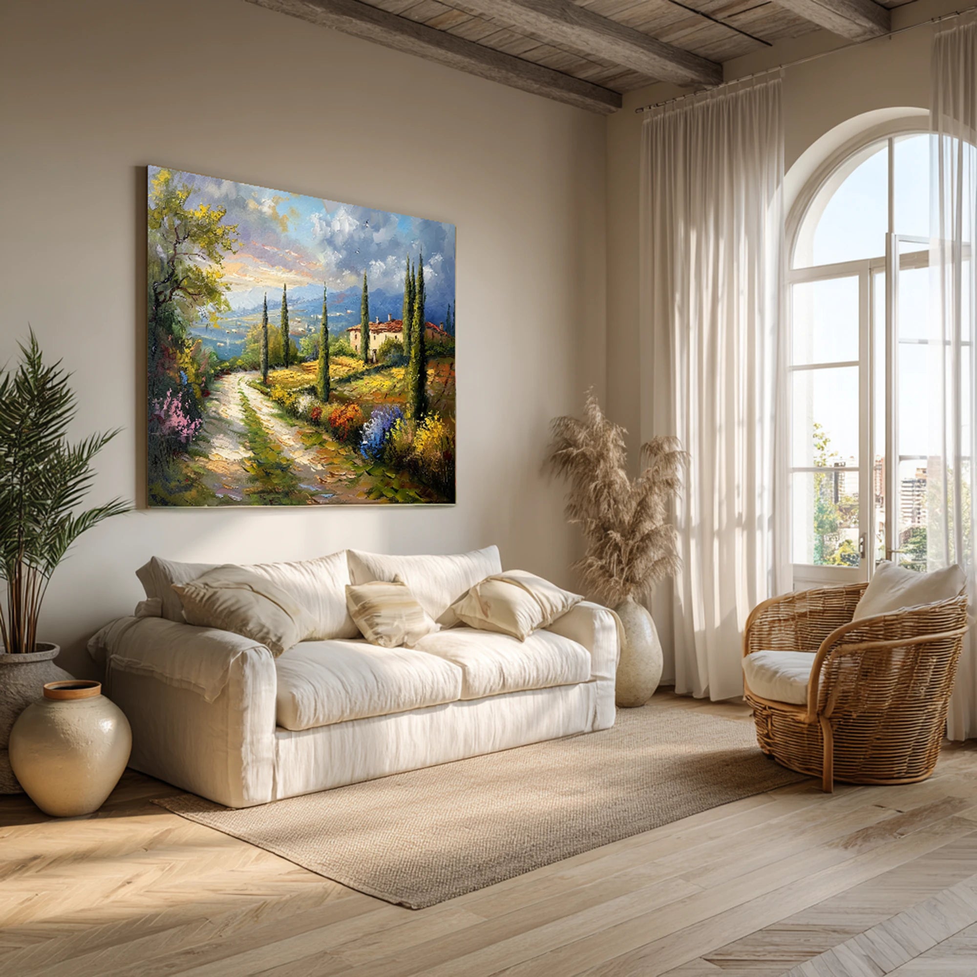 Tuscany Landscape Oil Painting | Textured Wall Art #FT601