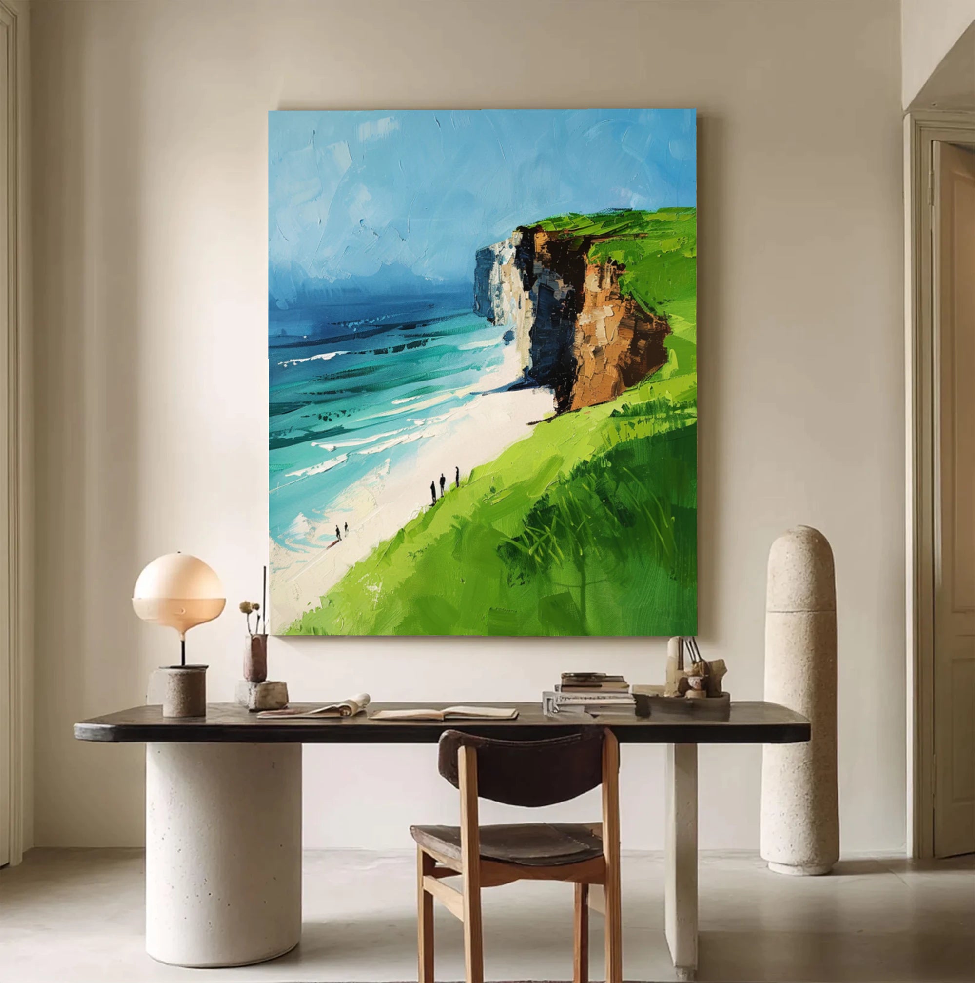 Cliffside Beach Abstract Oil Painting #SK616