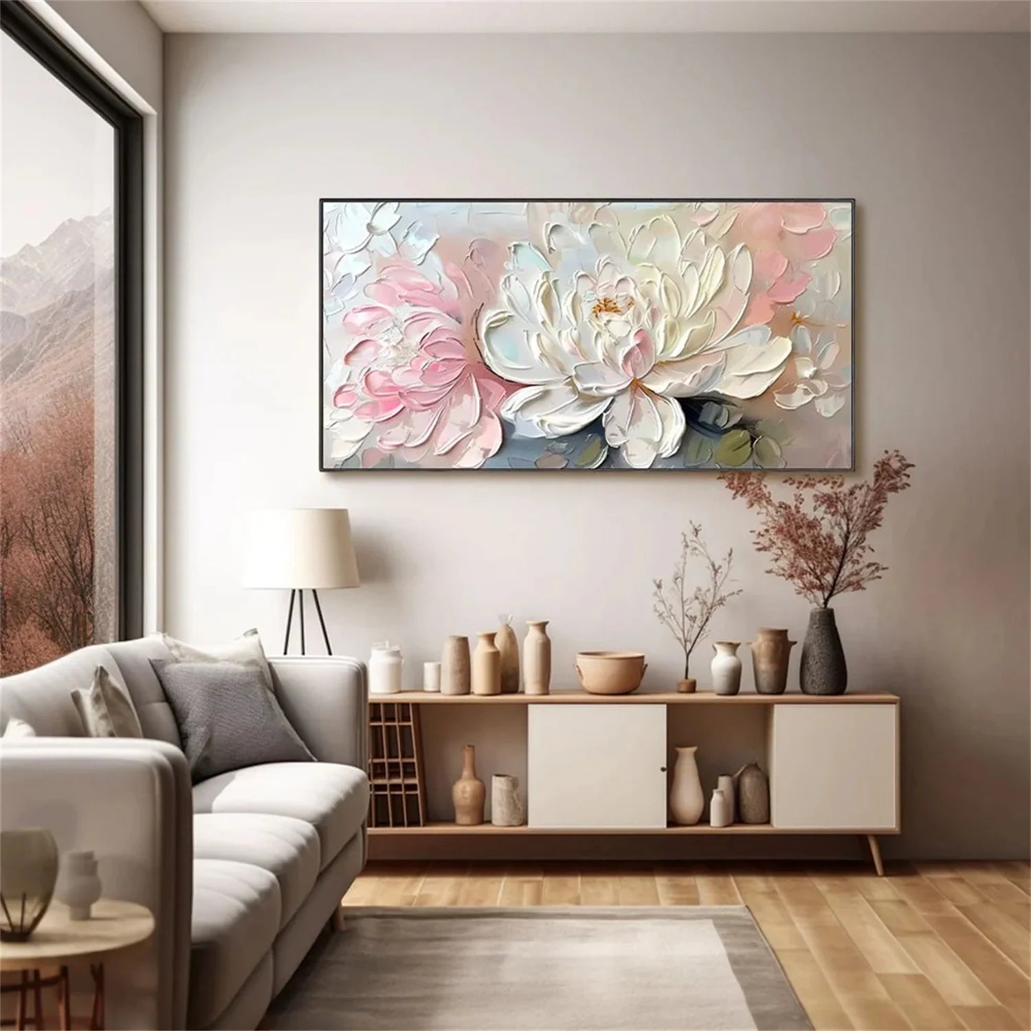 Colorful Flower & Tree Abstract Textured Wall Art #FT053