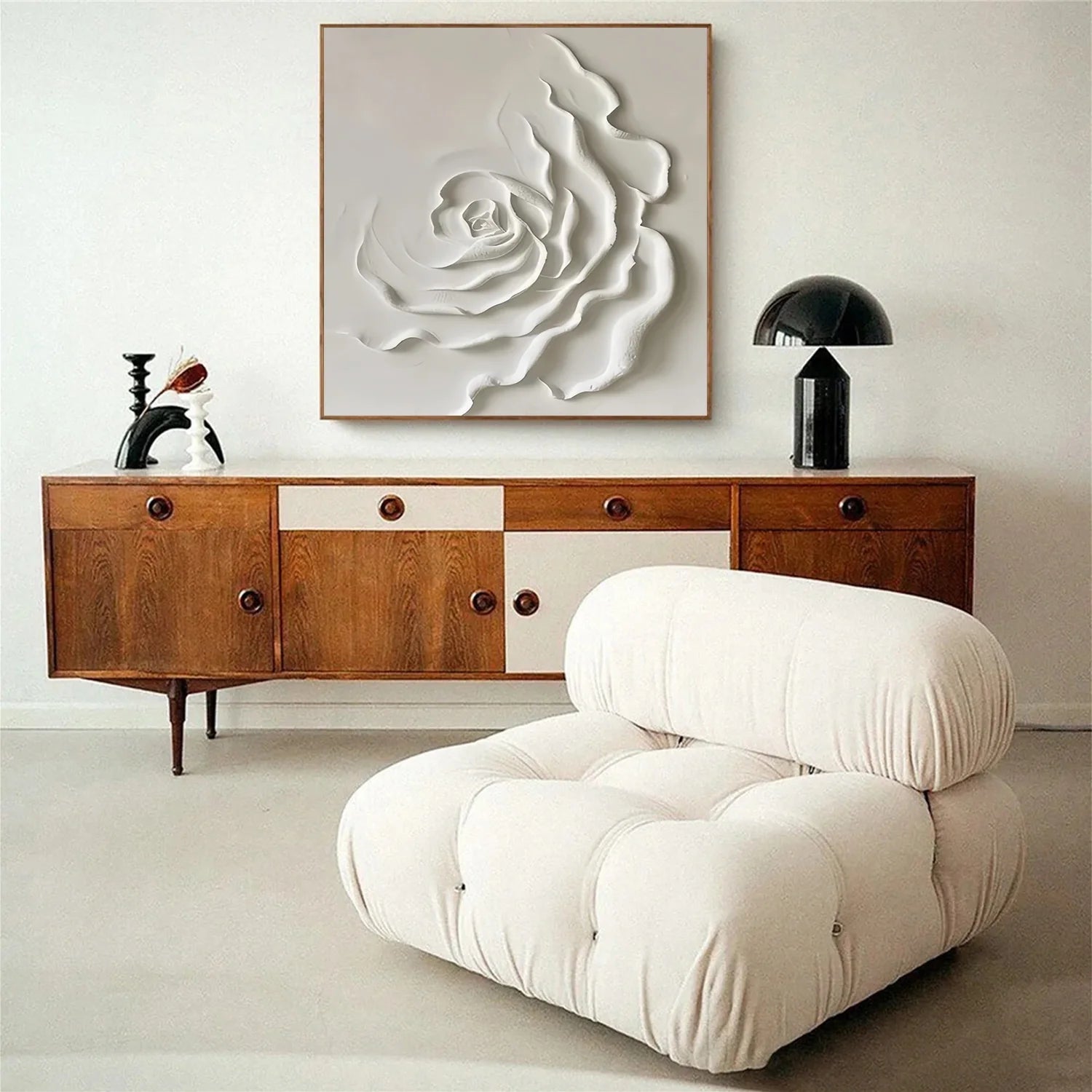 White Flower & Tree Abstract_Textured Wall Art #FT135
