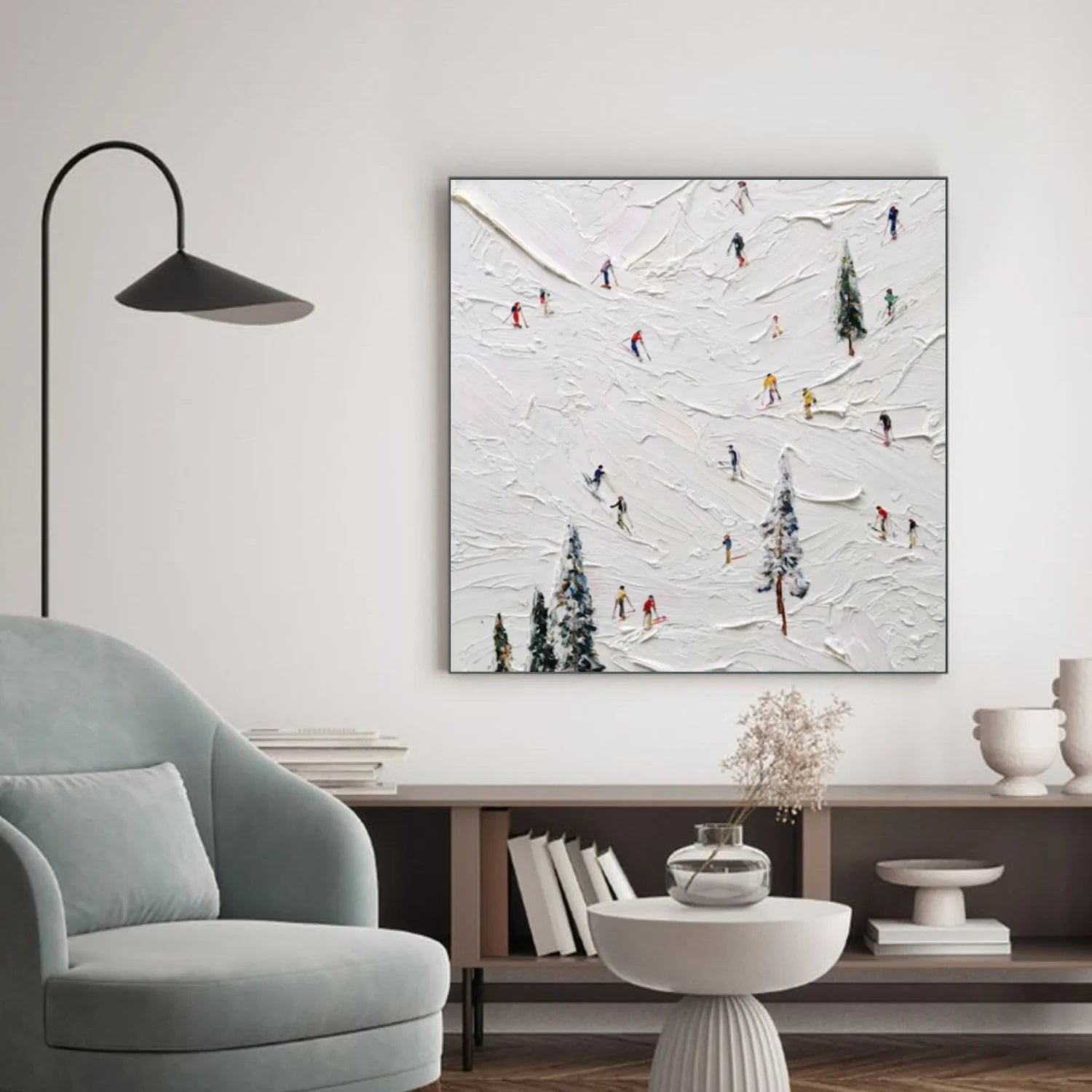 Skiing Sport Textured Wall Art #AS061