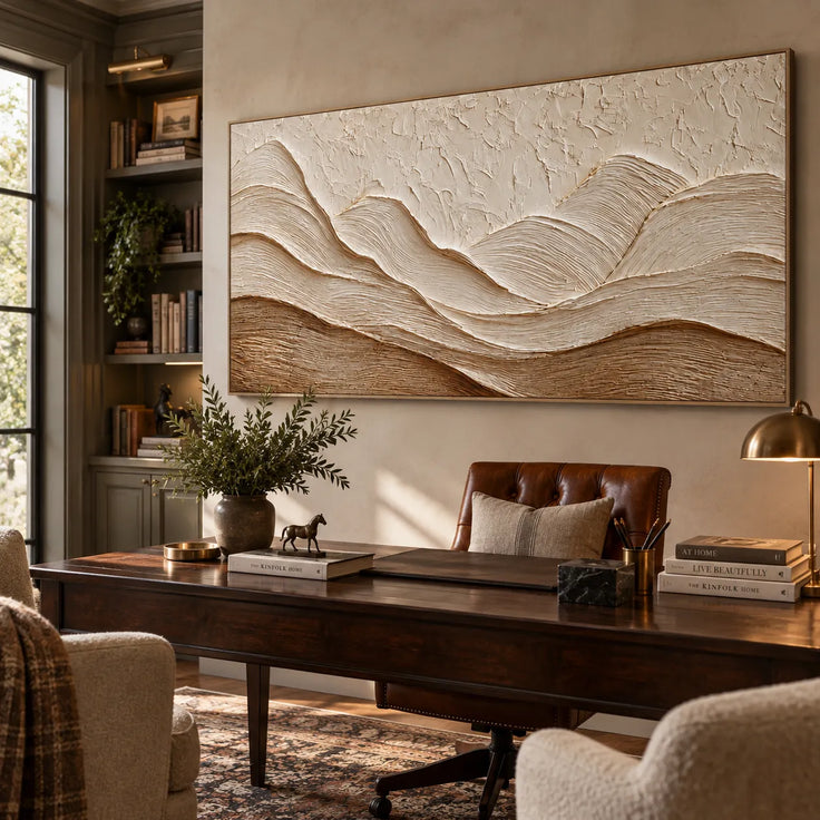 Neutral Textured Mountain Wall Art, Beige Abstract Landscape Painting #NHK3SDGE