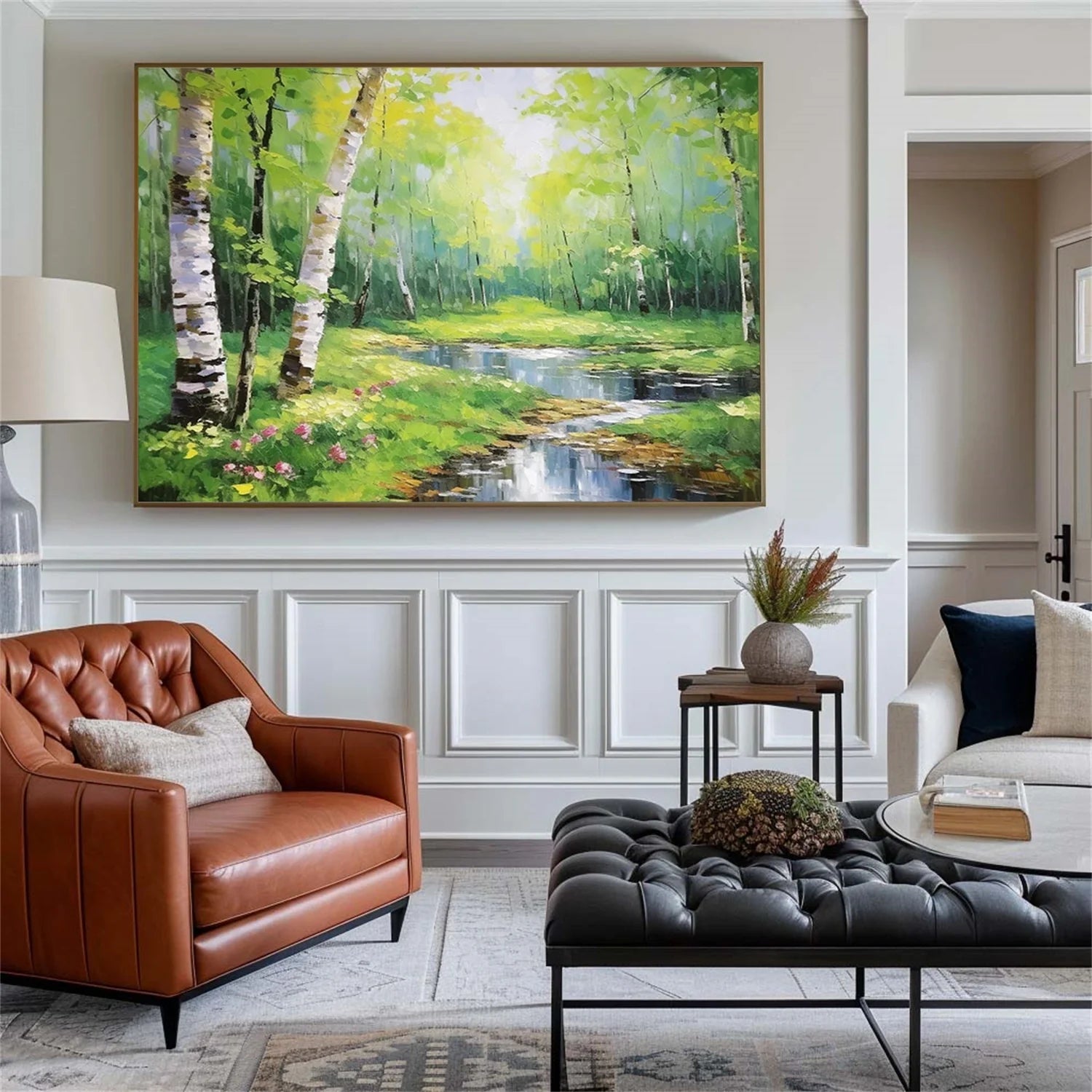 Colorful Flower & Tree Abstract Textured Wall Art #FT067