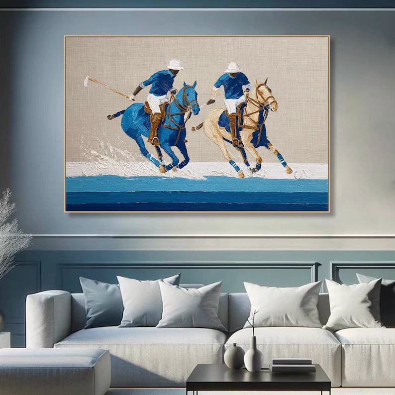 Textured Polo Player Horse Art Print #MD227