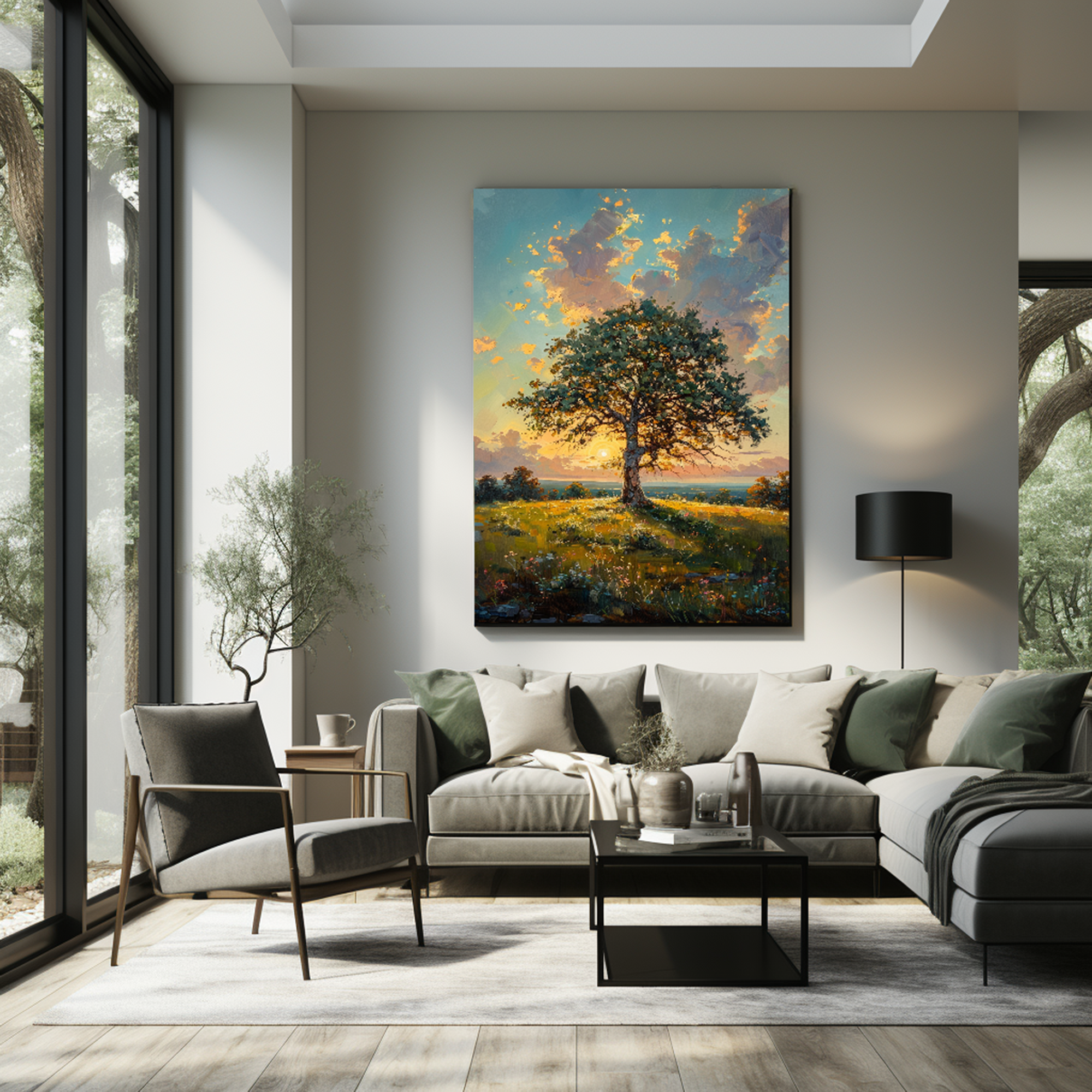 Sunset Tree Impasto Oil Painting #FT210