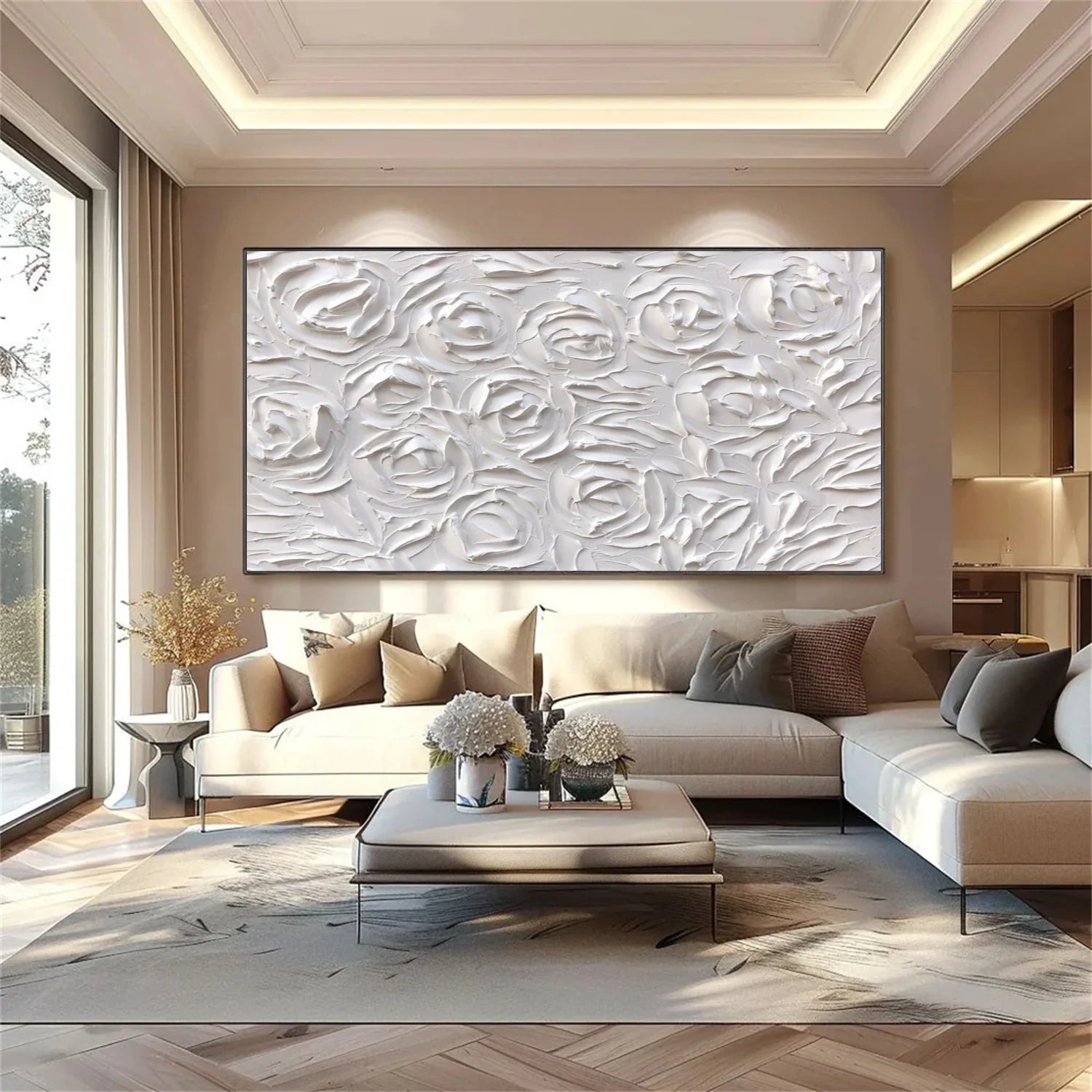 White Minimalistic Textured Art #MD234