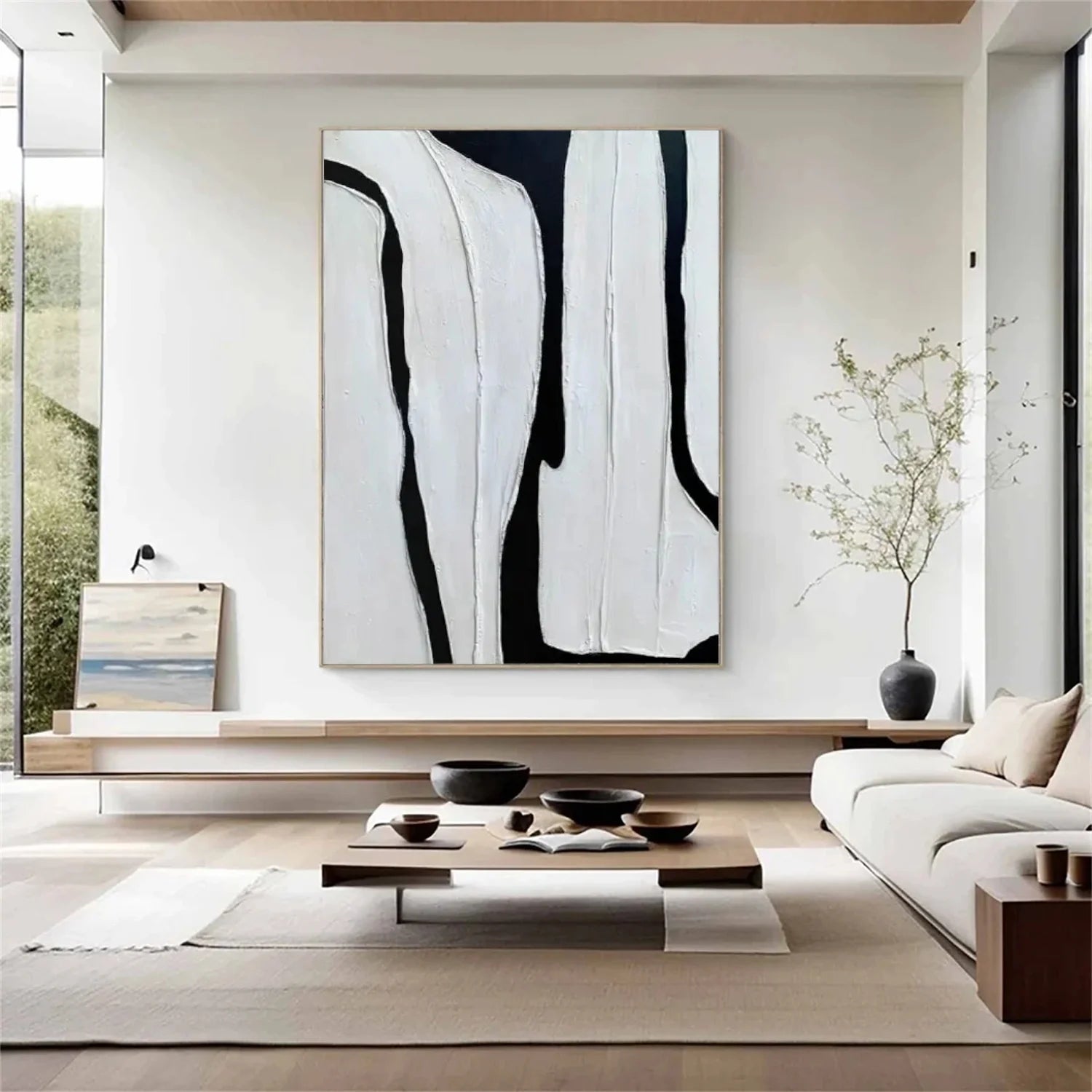 Black and White Minimalist_Textured Canvas Art #MZ114