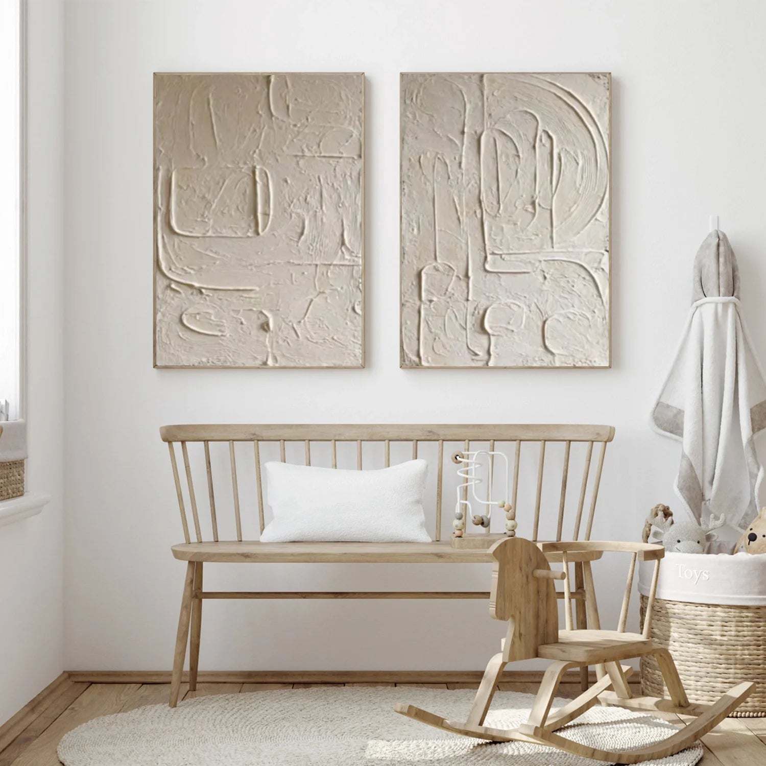 White Minimalist_Textured_Canvas Art Set of 2 #MD274