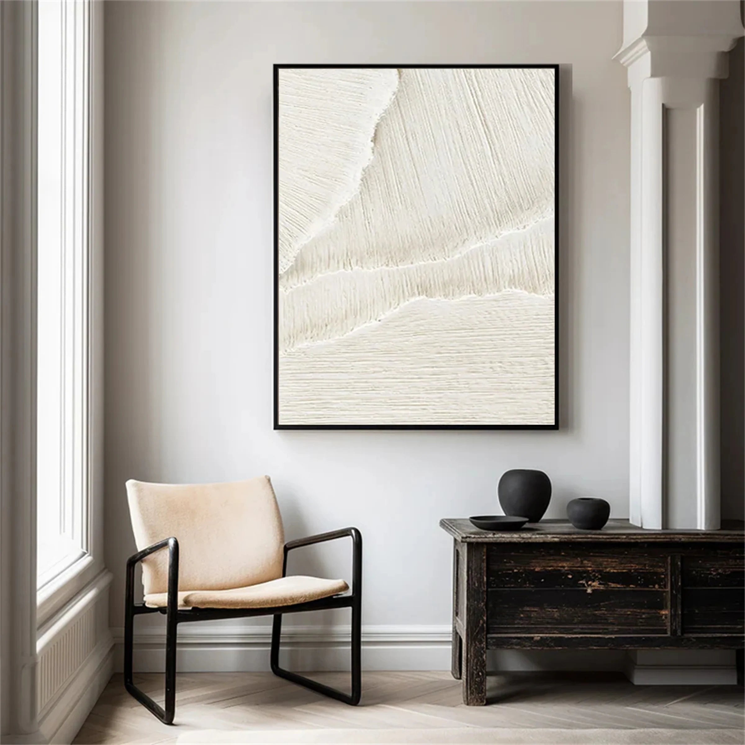 White Textured Abstract Oil Painting #MD152