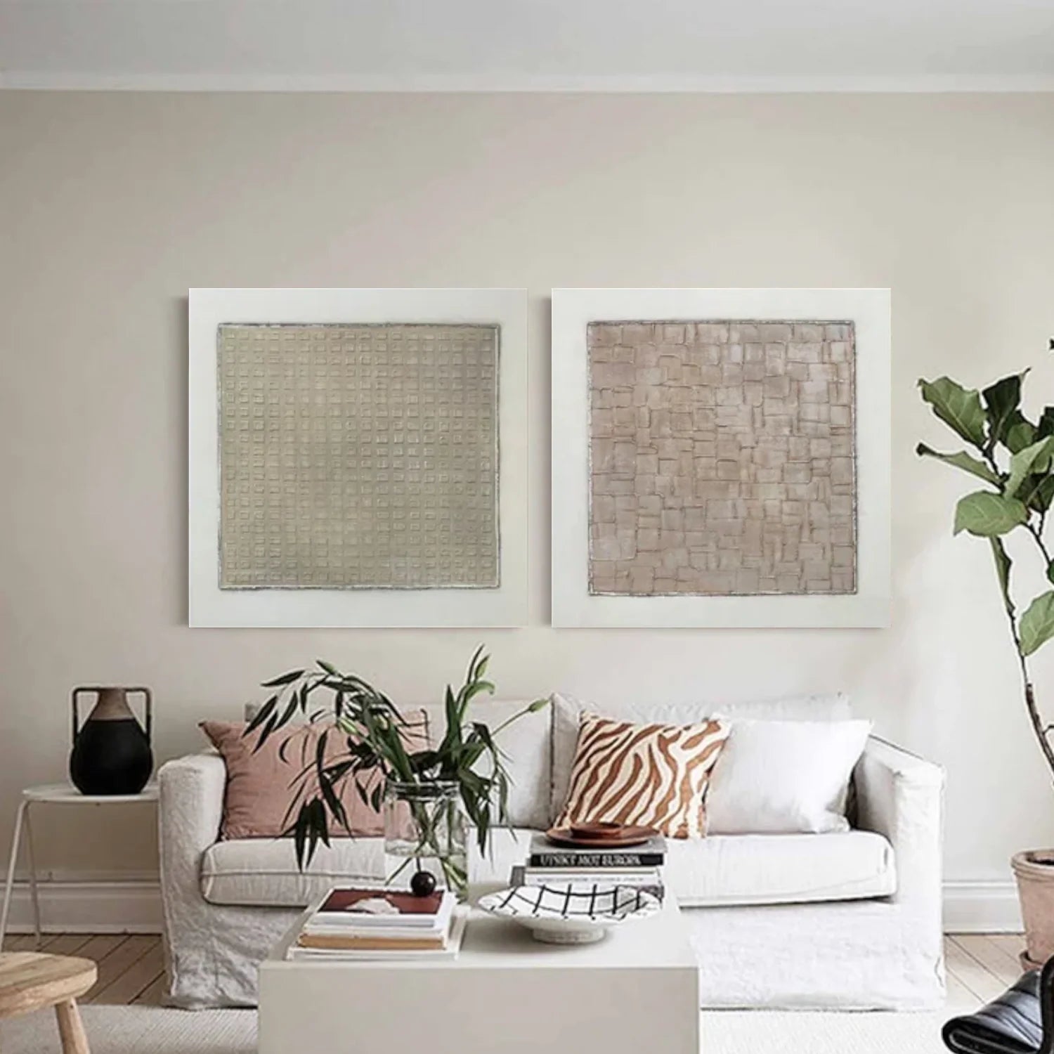 Wabi Sabi Textured Canvas Art Set of 2 #WA727