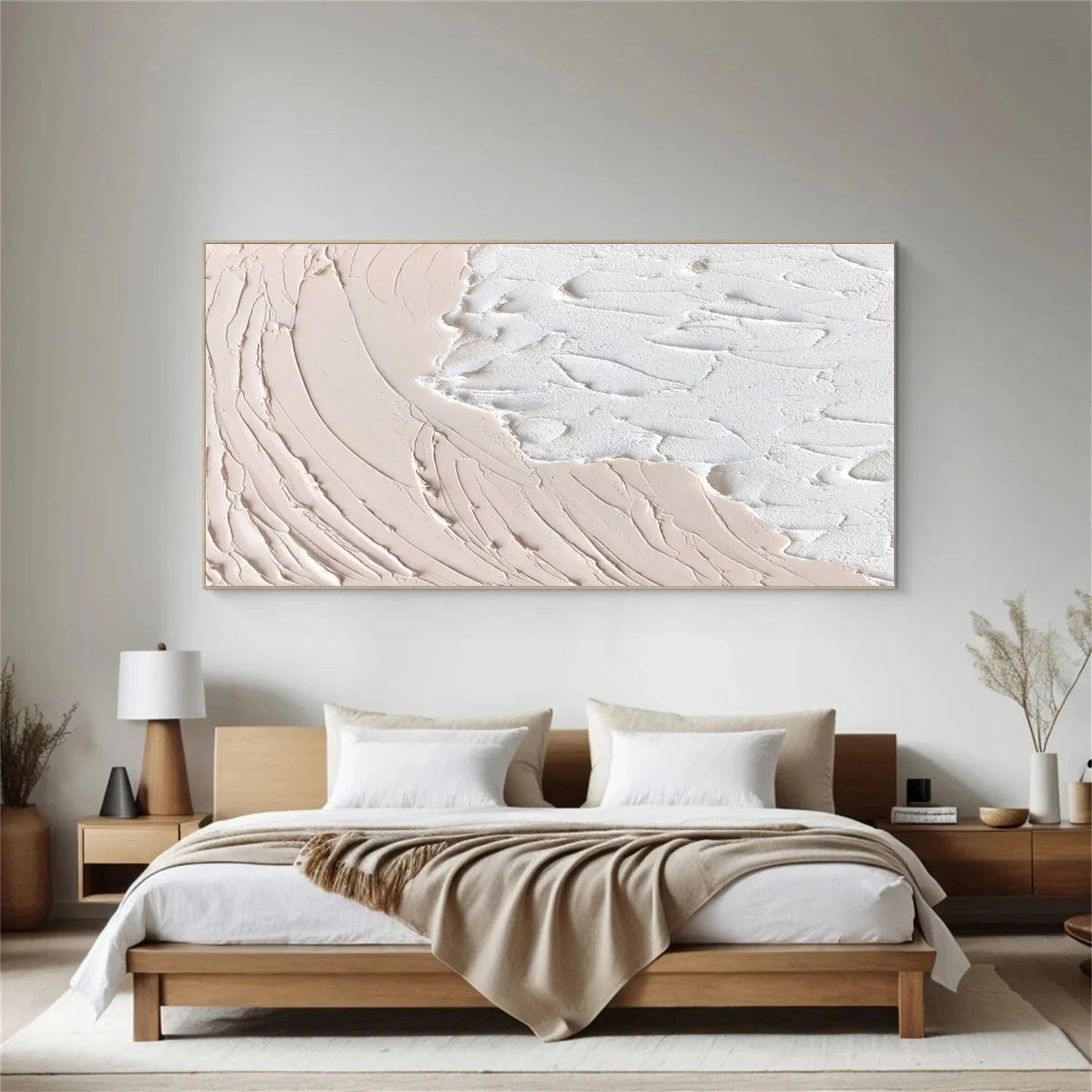 White and Beige Minimalistic Textured Art #MD233