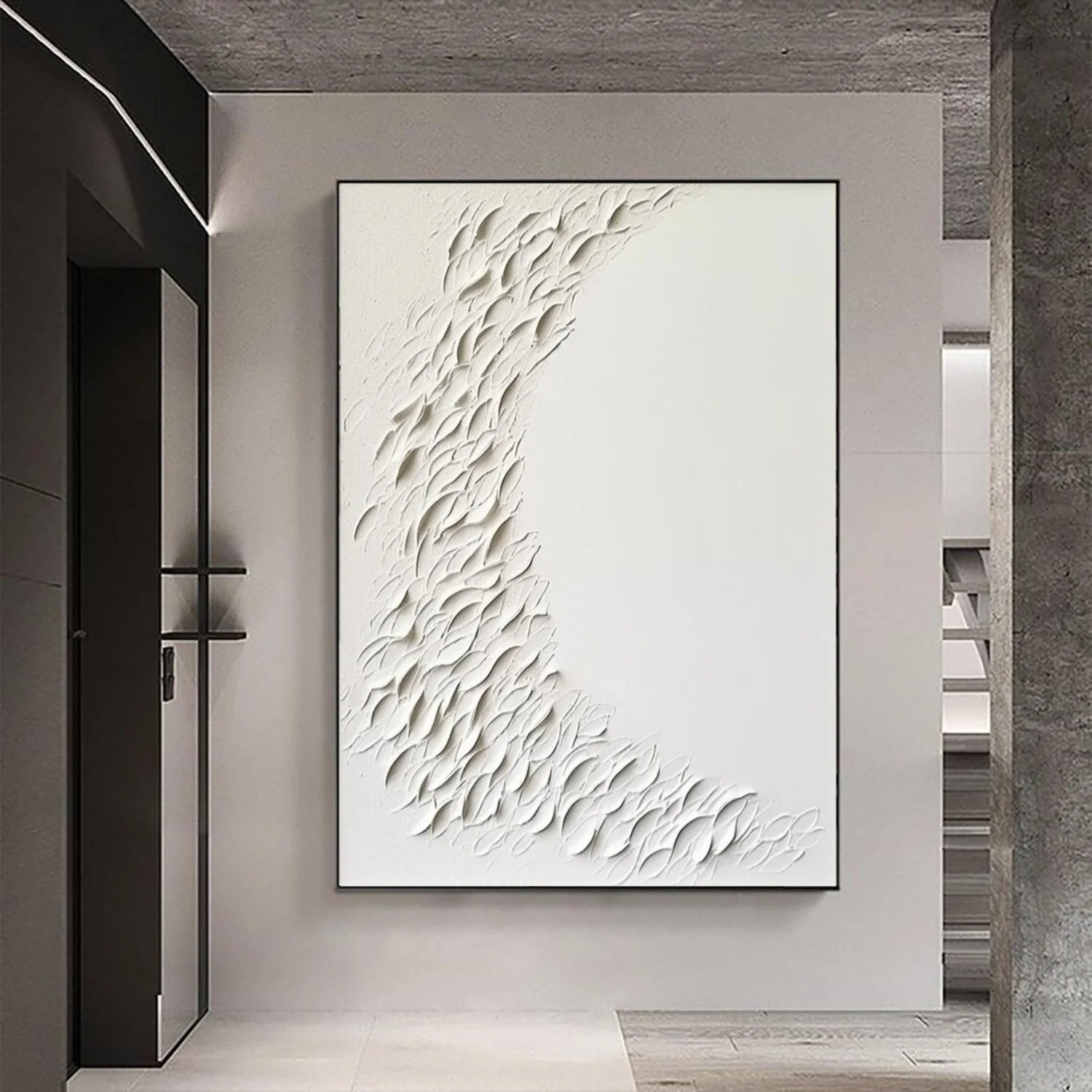White Minimalistic Textured Art #MD212