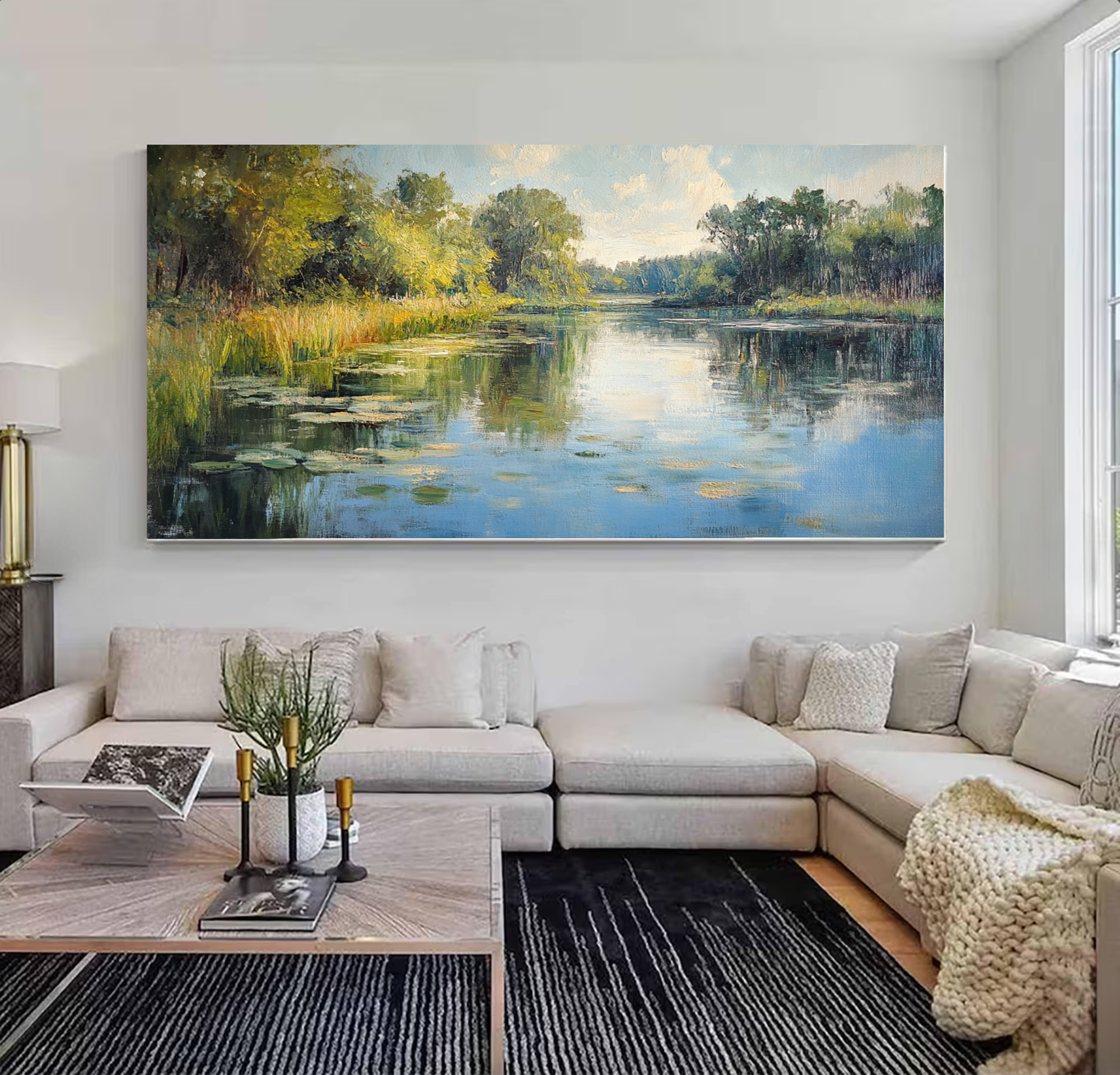 Tranquil Lake Landscape Oil Painting #FT603