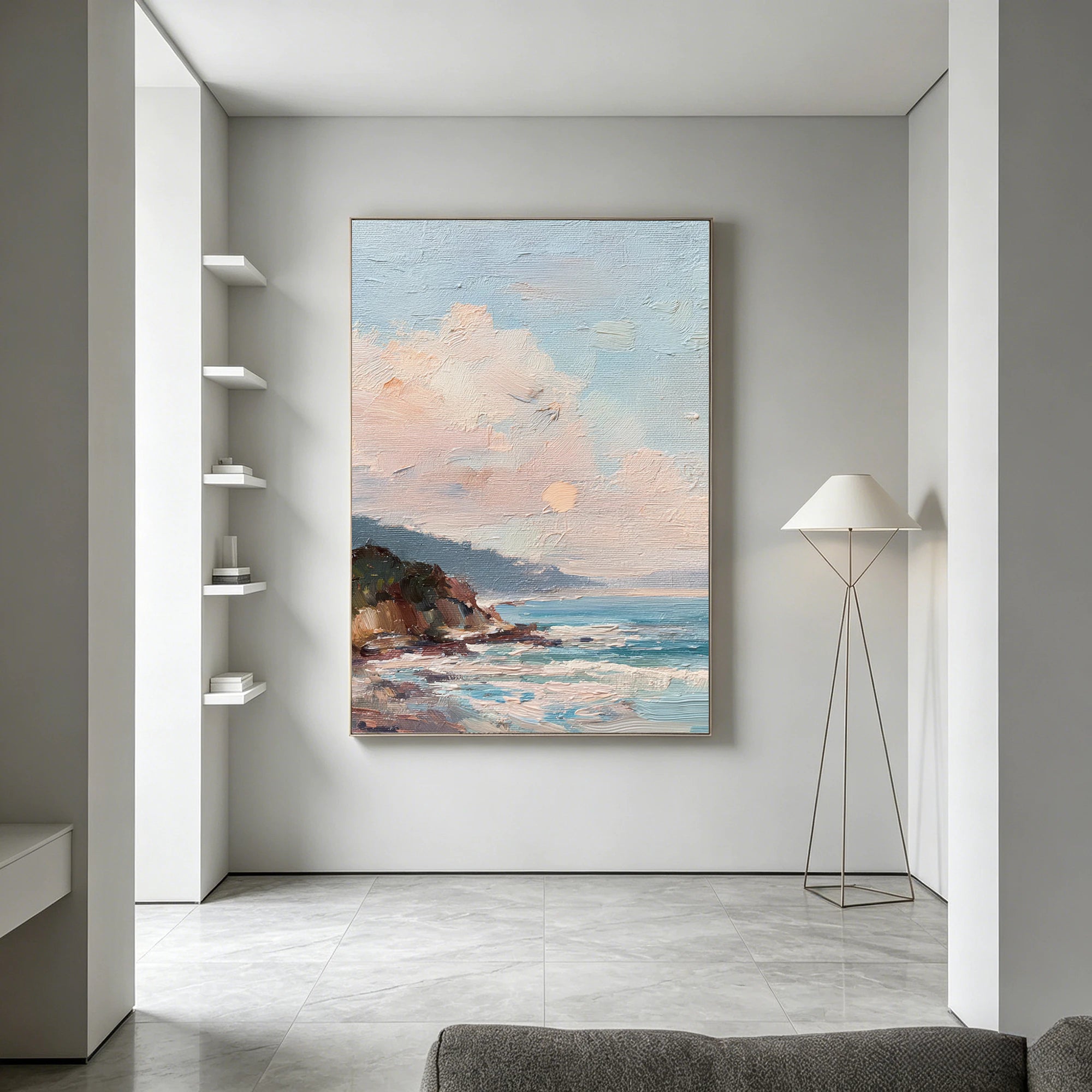 Sunset Coastal Landscape Oil Painting #SK648