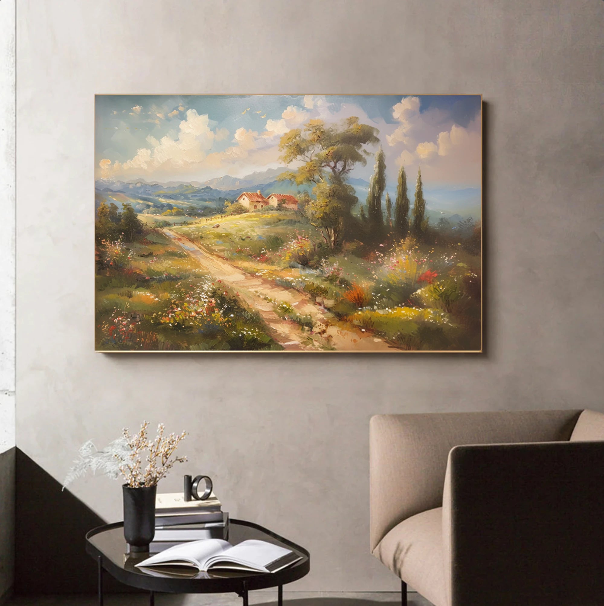 Tuscan Countryside Landscape Oil Painting #FT594