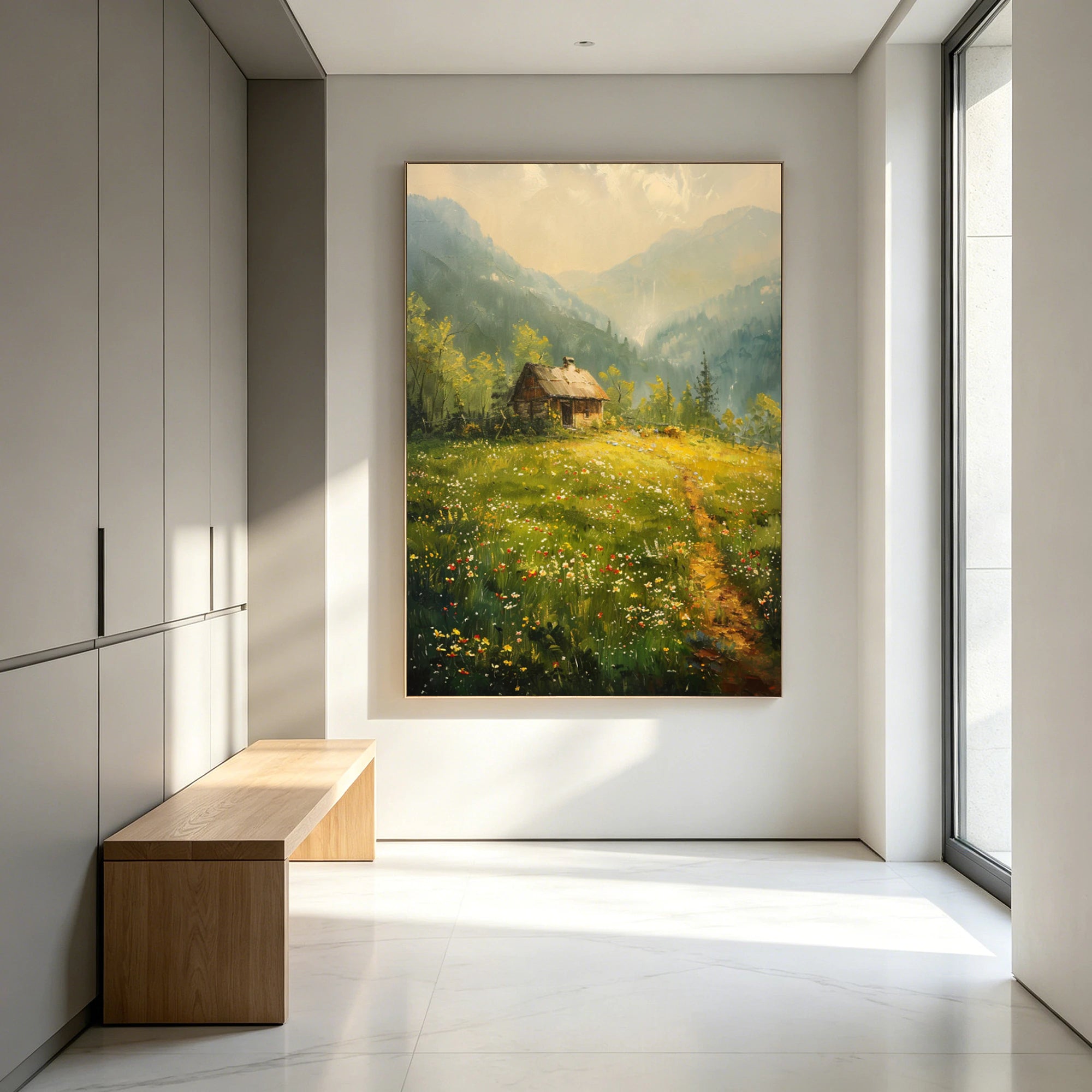Original Mountain Cottage Oil Painting #FJ675