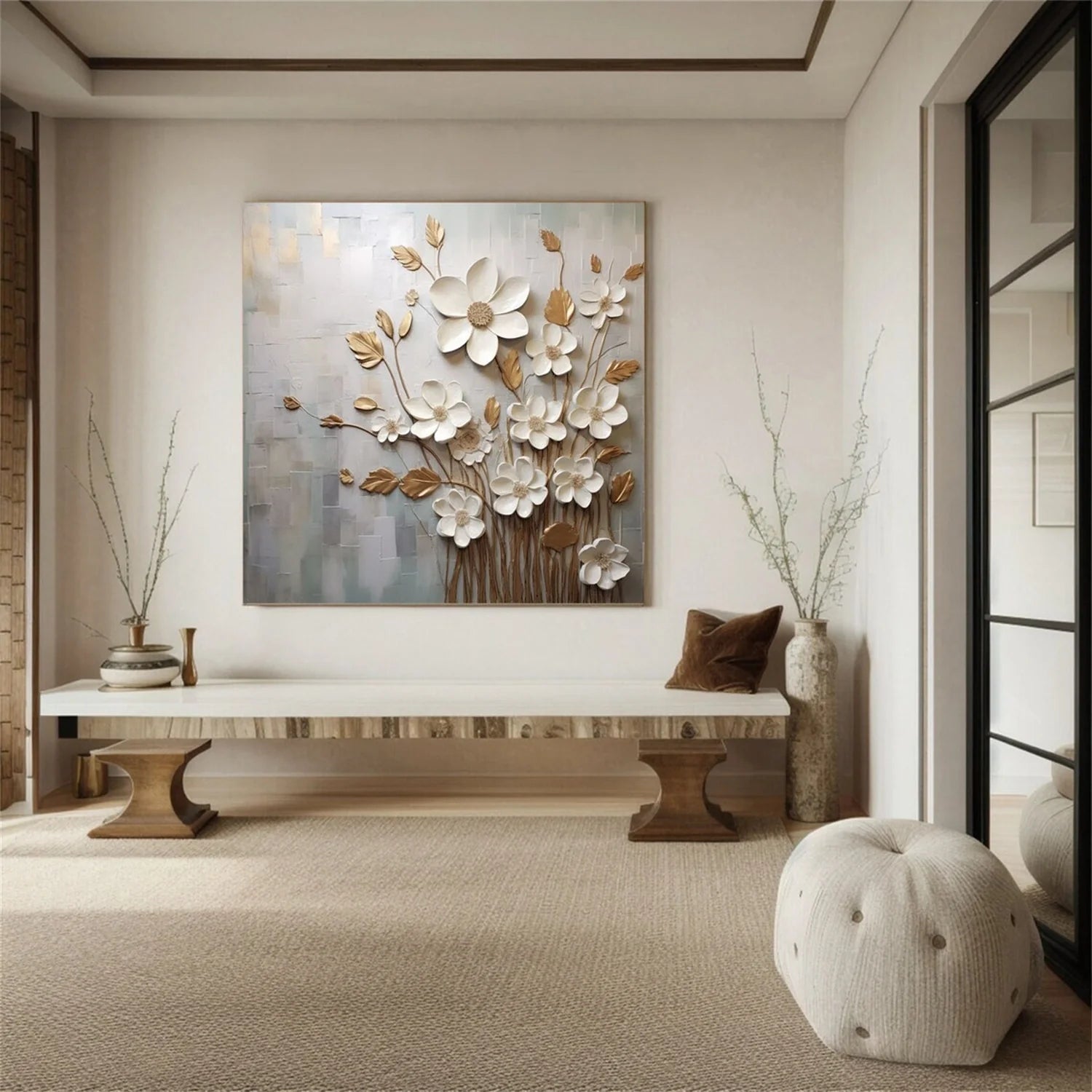 Flower & Tree Abstract Textured Wall Art #FT042