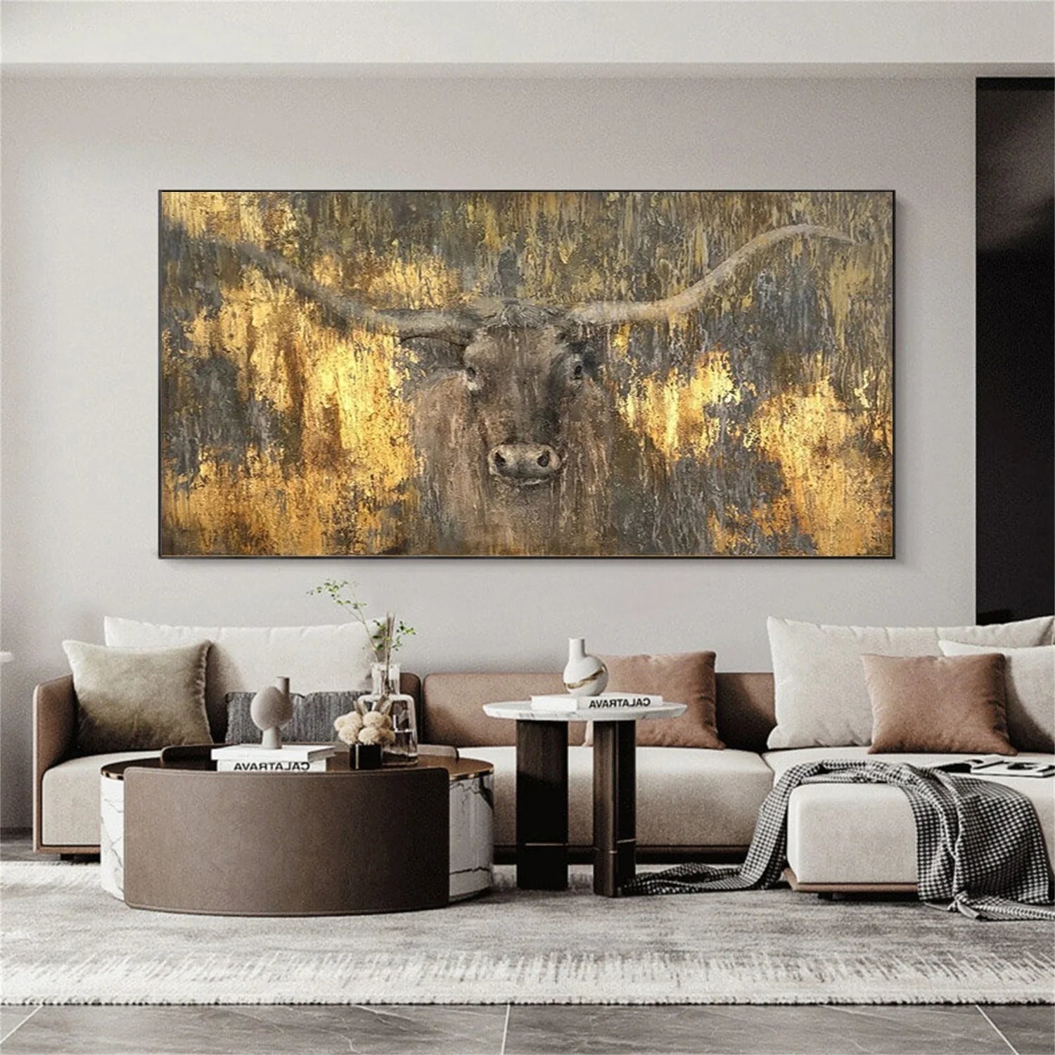 Gold and Brown Abstract Animal Wall Art #AM081