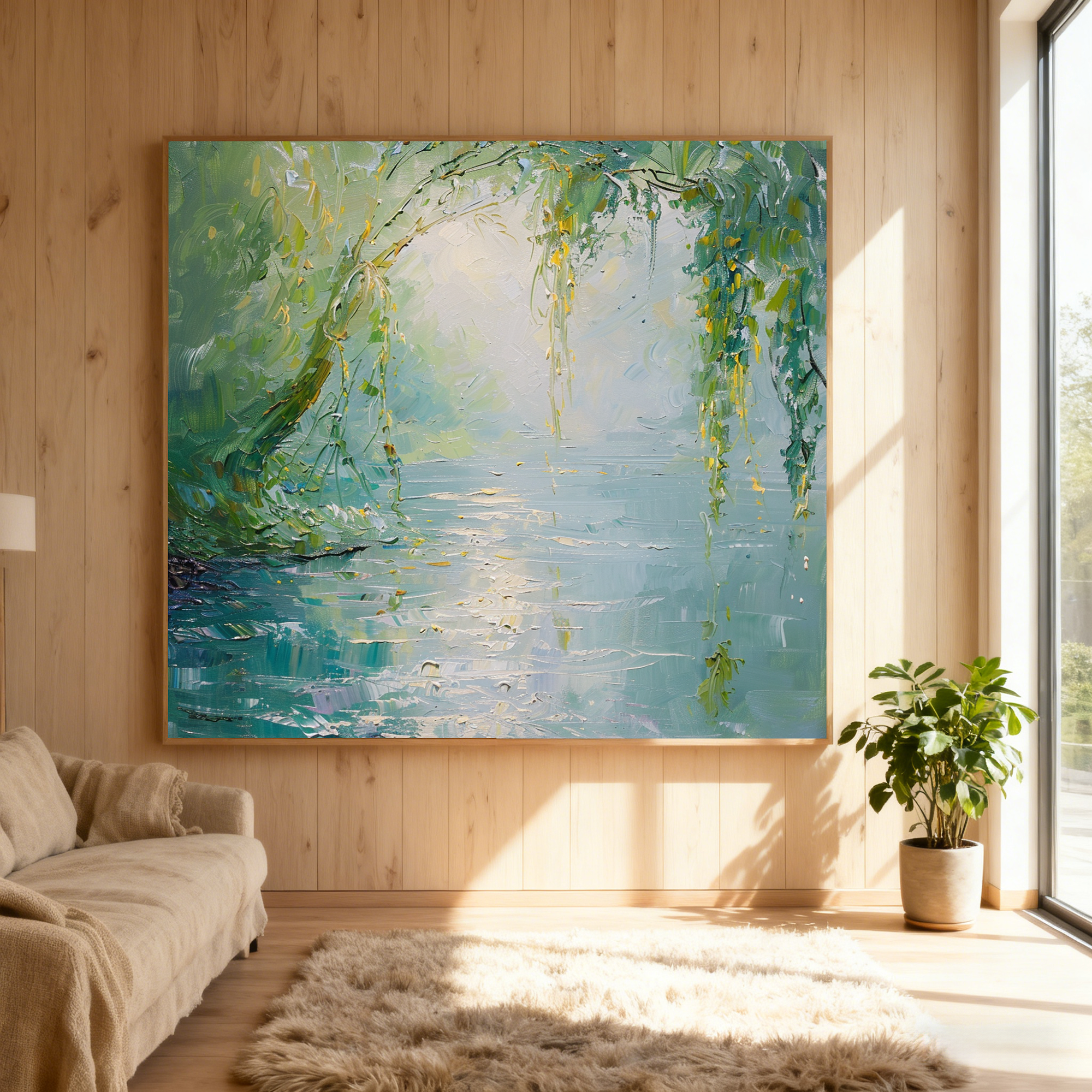 Weeping Willow River Oil Painting #FT338