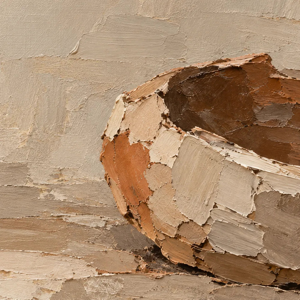 Beige Hand-Painted Bowl Painting, Warm Interior and Open Space #ICB3U54B