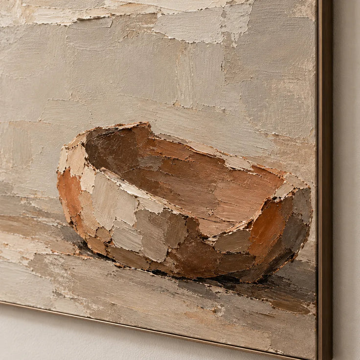 Beige Hand-Painted Bowl Painting, Warm Interior and Open Space #ICB3U54B
