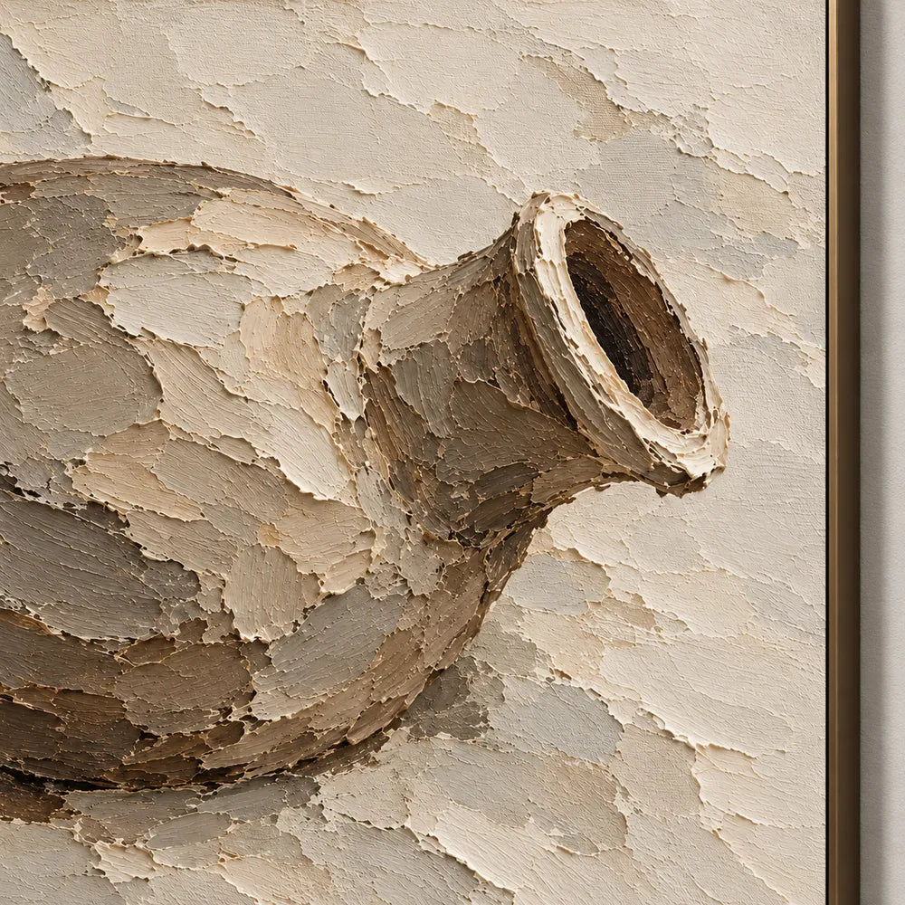Beige Hand-Painted Vessel Painting, Horizontal Still Life #HR9V7CAF