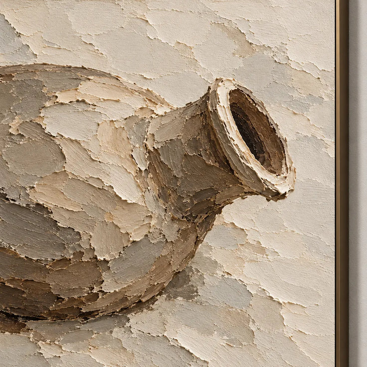 Beige Hand-Painted Vessel Painting, Horizontal Still Life #HR9V7CAF
